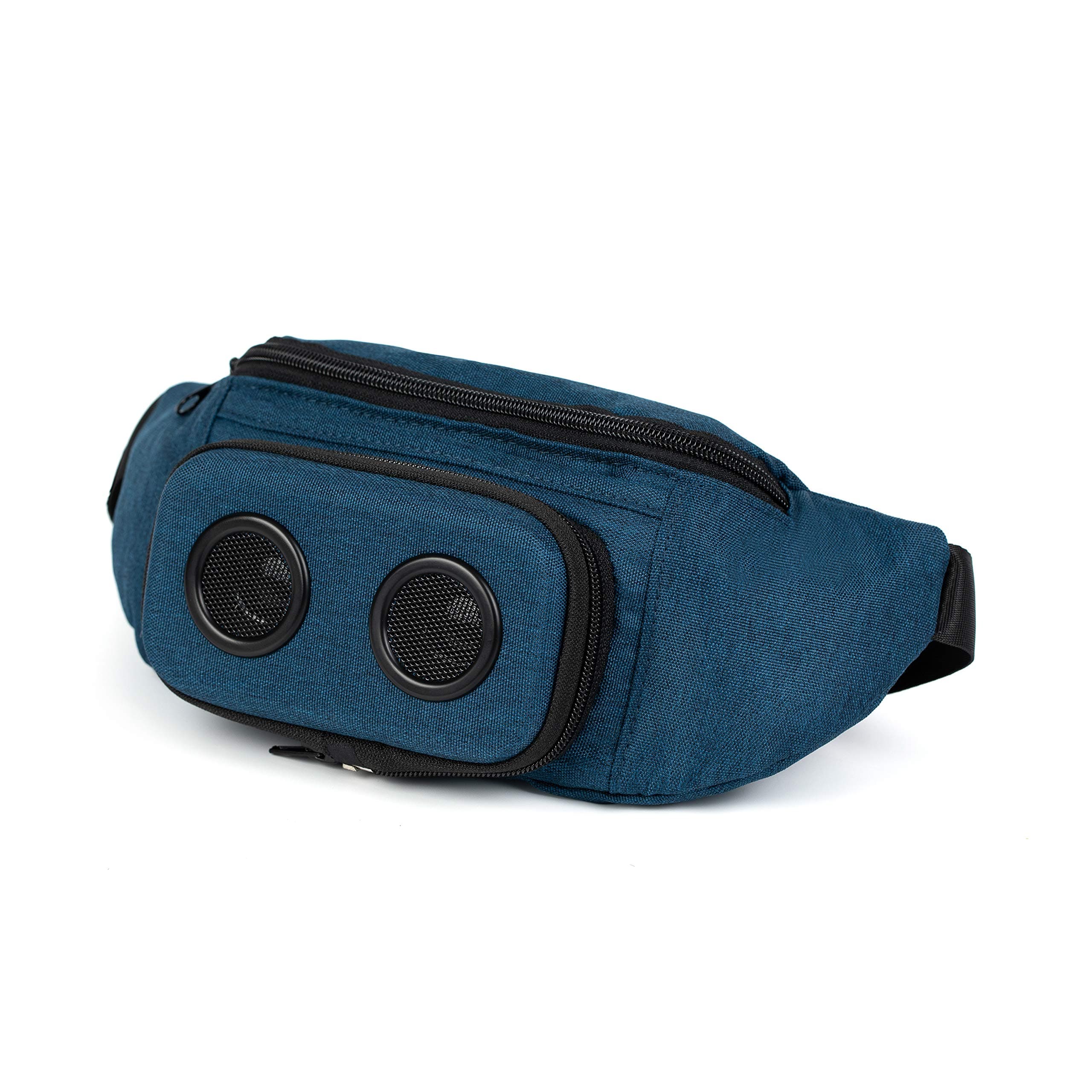 Fannypack with Speakers. Bluetooth Fanny Pack for Parties/Festivals/Raves/Beach/Boats. Rechargeable, Works with iPhone & Android. (Blue)