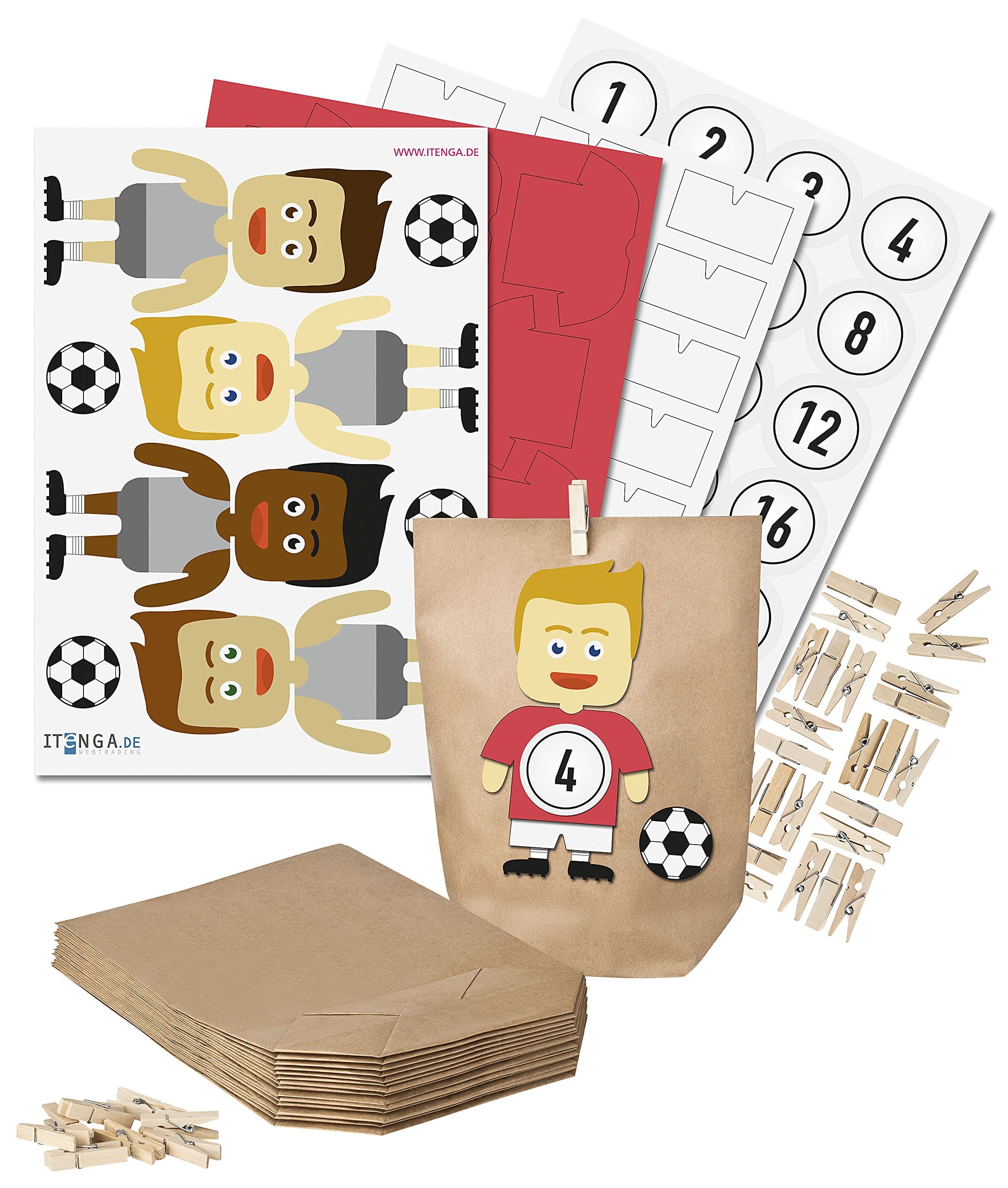 DIY Football Advent Calendar Make Your Football???Advent Calendar to Fill Yourself??????Shirt Red Shorts White white