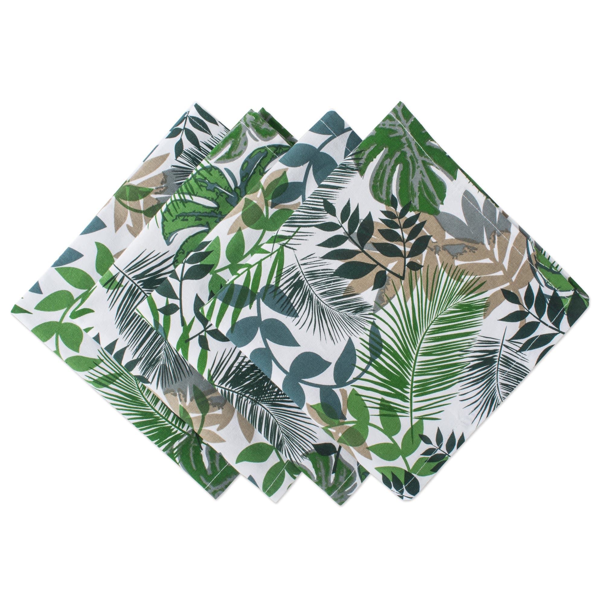 DII CBBB01339 Printed Cotton Napkins, Perfect for Brunch, Catering Events, Dinner Parties, Buffets, Spring Weddings or Everyday Use, Set, Tropical Leaves 4 Pack