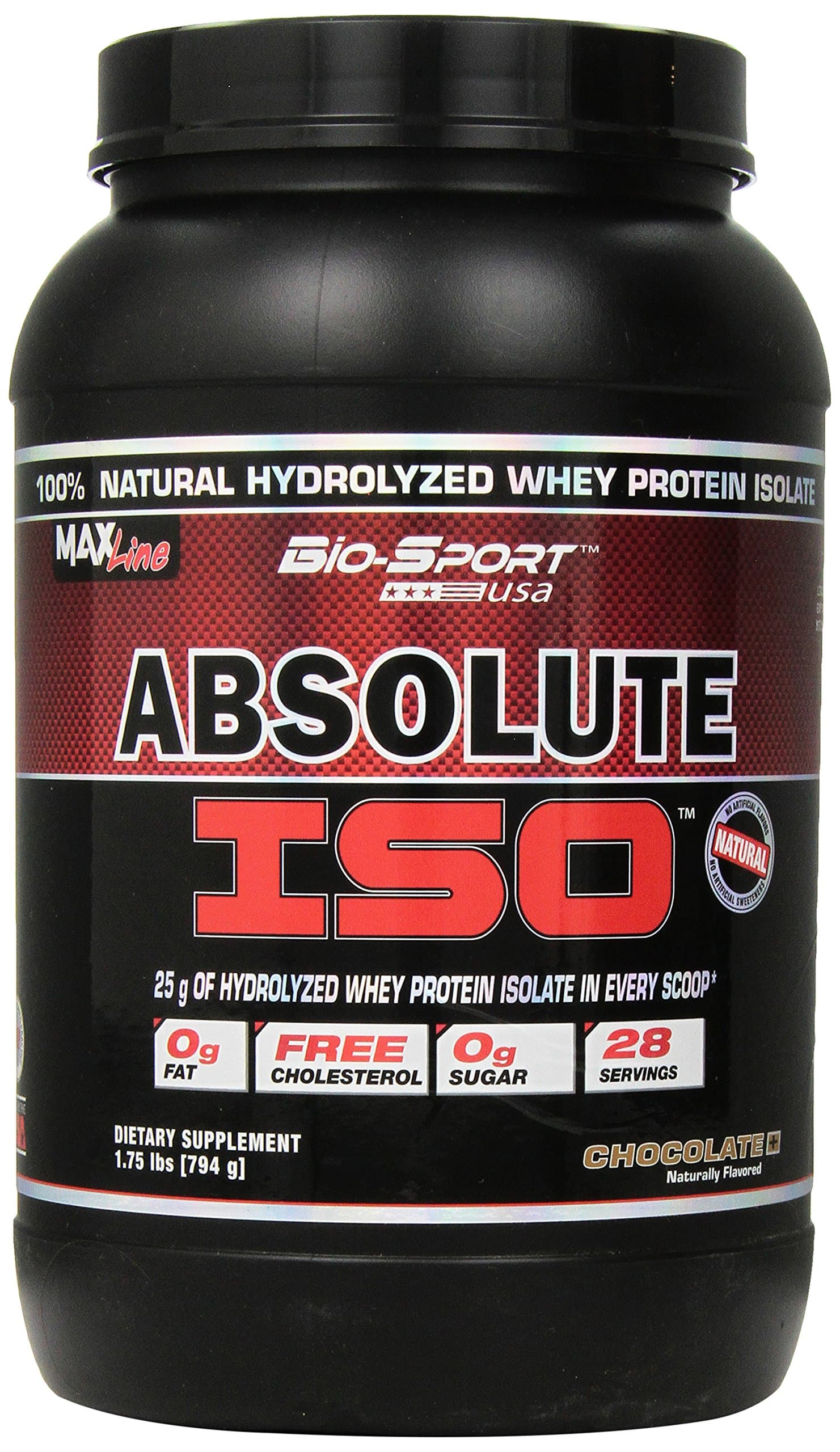 Bio-Sport USA Absolute ISO, Natural Hydrolyzed Whey Protein Isolate with No Artificial Sweeteners, Naturally Flavored Chocolate, 28 Servings
