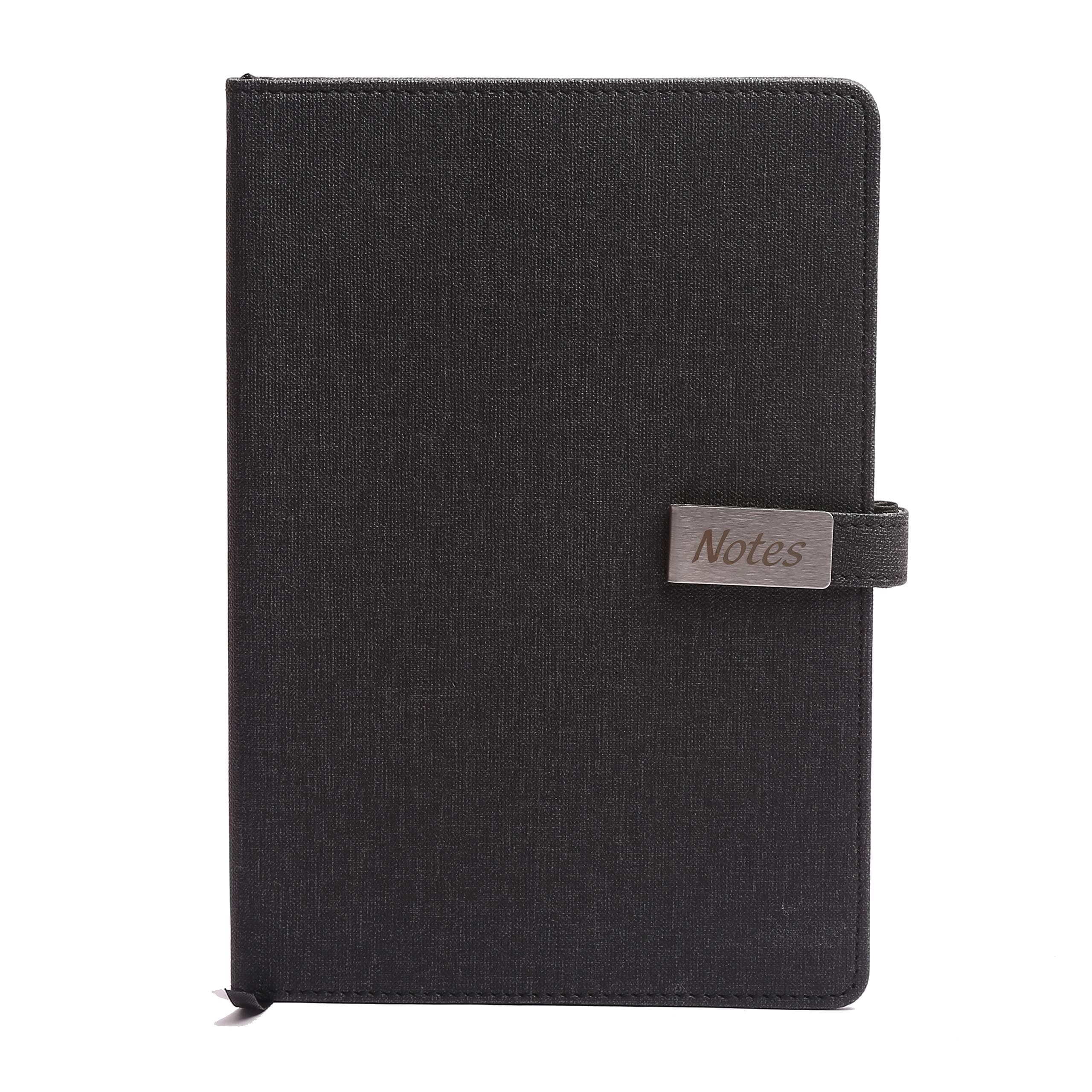 Linen A5 Size Hardbound Notebook With Steel Button - Slate Gray