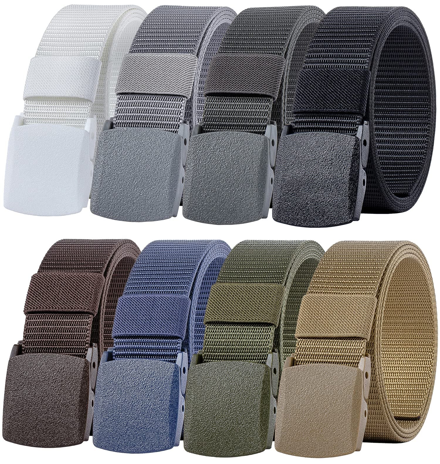 8 Pack Nylon Military Tactical Plastic Buckle Belt Webbing Canvas Outdoor Web Belt
