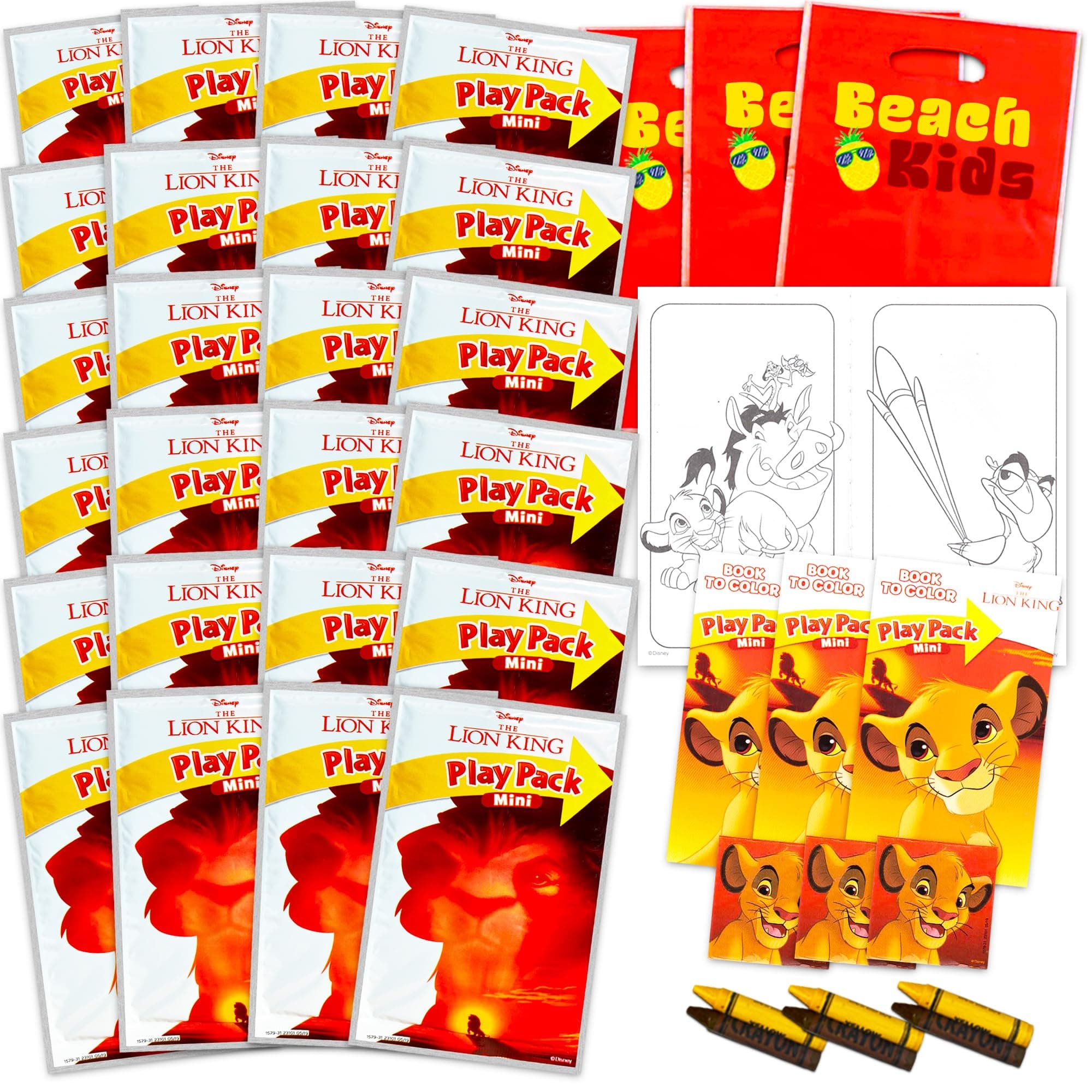 Disney Lion King Party Favors Pack ~ Bundle of 24 Mini Lion King Play Packs Filled with Stickers, Coloring Books, Crayons (Lion King Party Supplies)