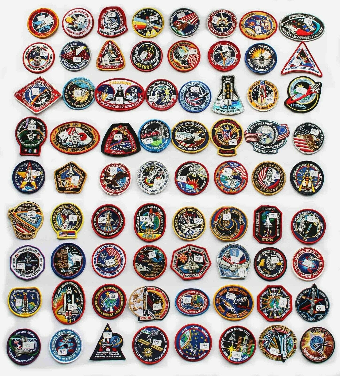 Lot of 64 NASA STS Space Shuttle Mission Astronaut Crew Patches