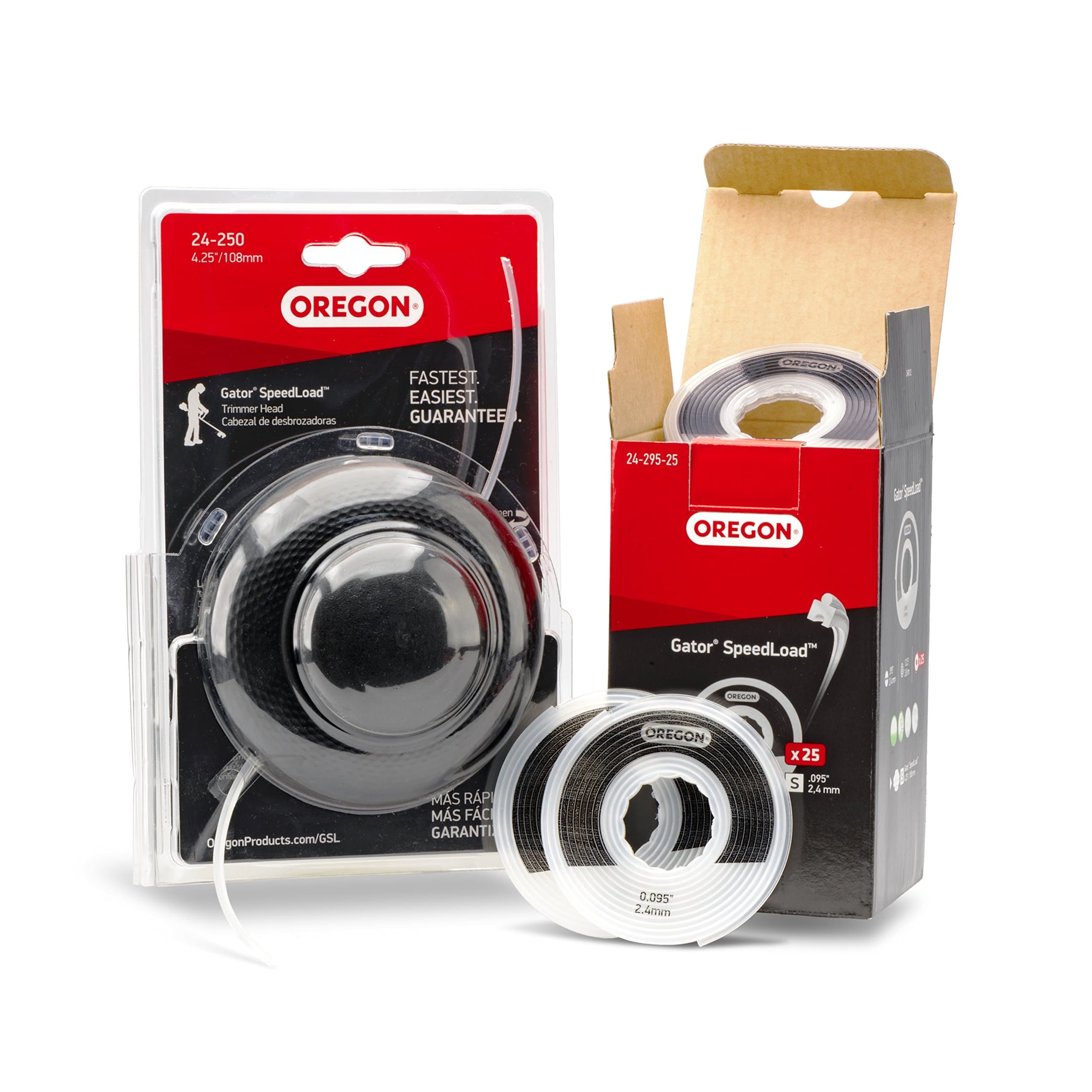 Oregon Gator SpeedLoad #24-250 4-1/4" Replacement String Trimmer Head for Gas Trimmers + 25 .095" x 13.8' Trimmer Line Disks. Fits Ryobi, Homelite & More (595420)
