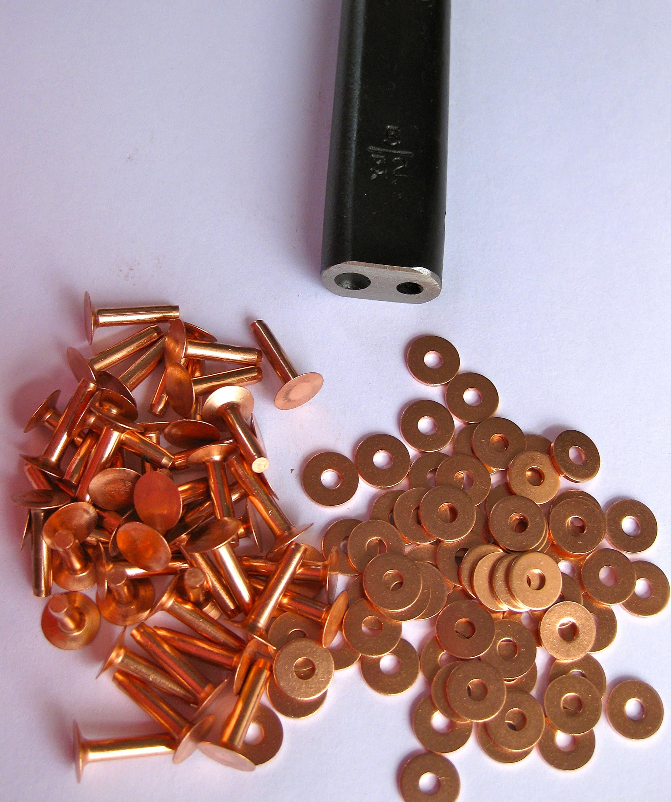 30 Copper saddlers Rivets & Setting Tool 10 Gauge x 1/2 & washers