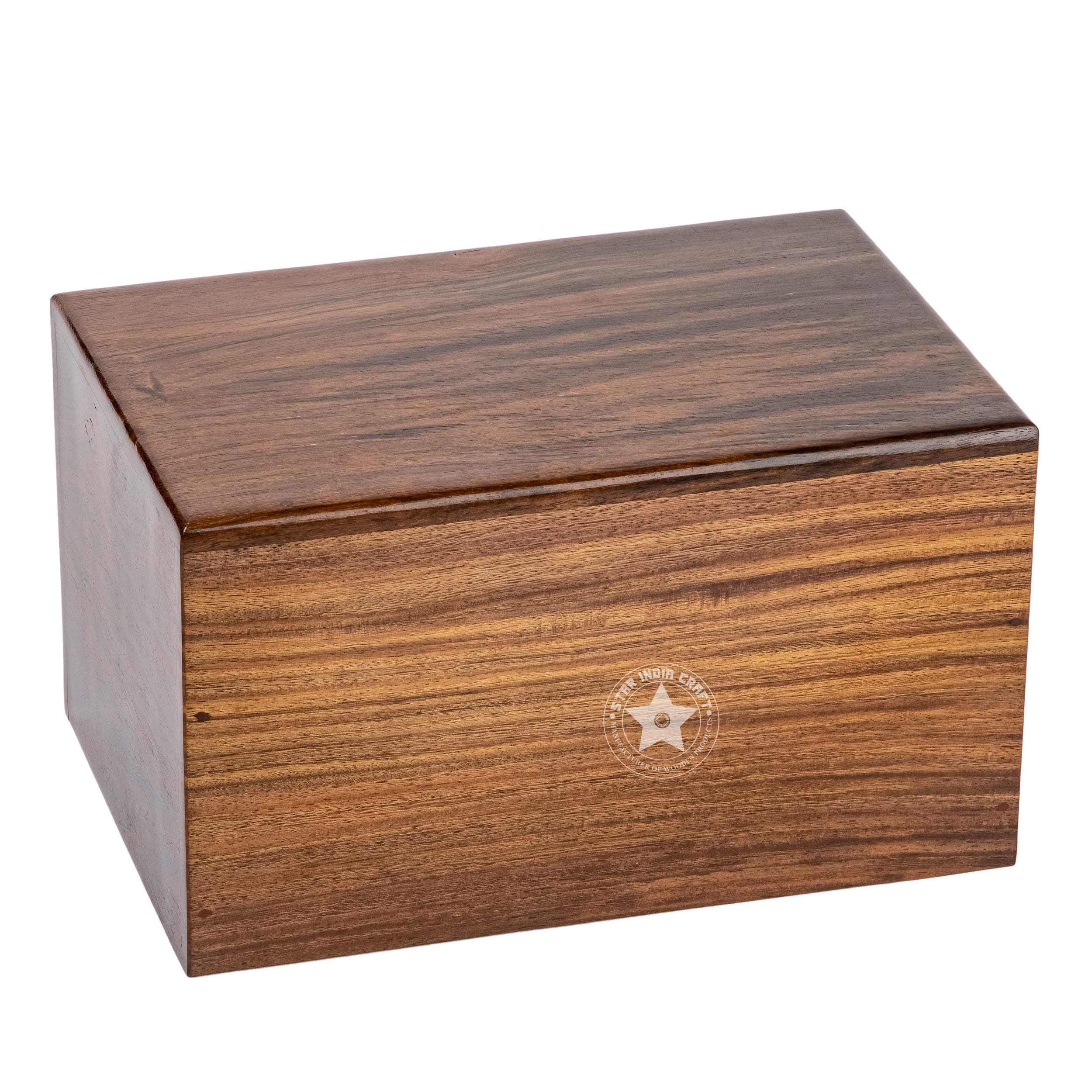 STAR INDIA CRAFT Urns for Human Ashes Adult, Rosewood Cremation Urns for Ashes, Hand Engraved Funeral Urns Box, Pet Urns for Dogs Ashes, Saint Jackson Wooden Urn (Plain, X-tra Small - 12 Cu/in)