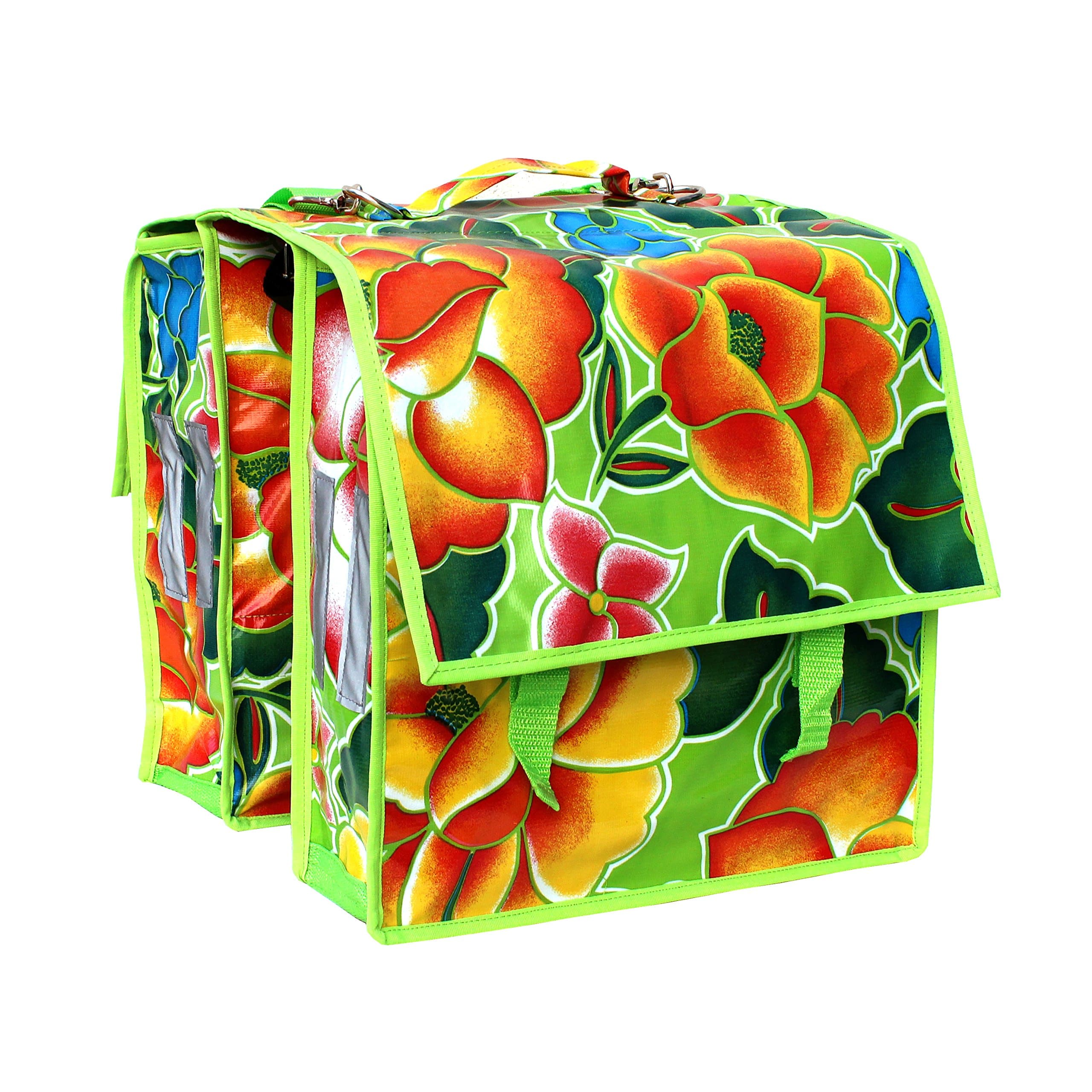 IKURI Double Panniers Bag - Handmade Waterproof Lightweight Mountainbike Bag for Women Fashion Bicycle Bag Cycle Bike Women's - Design Tehuana Green