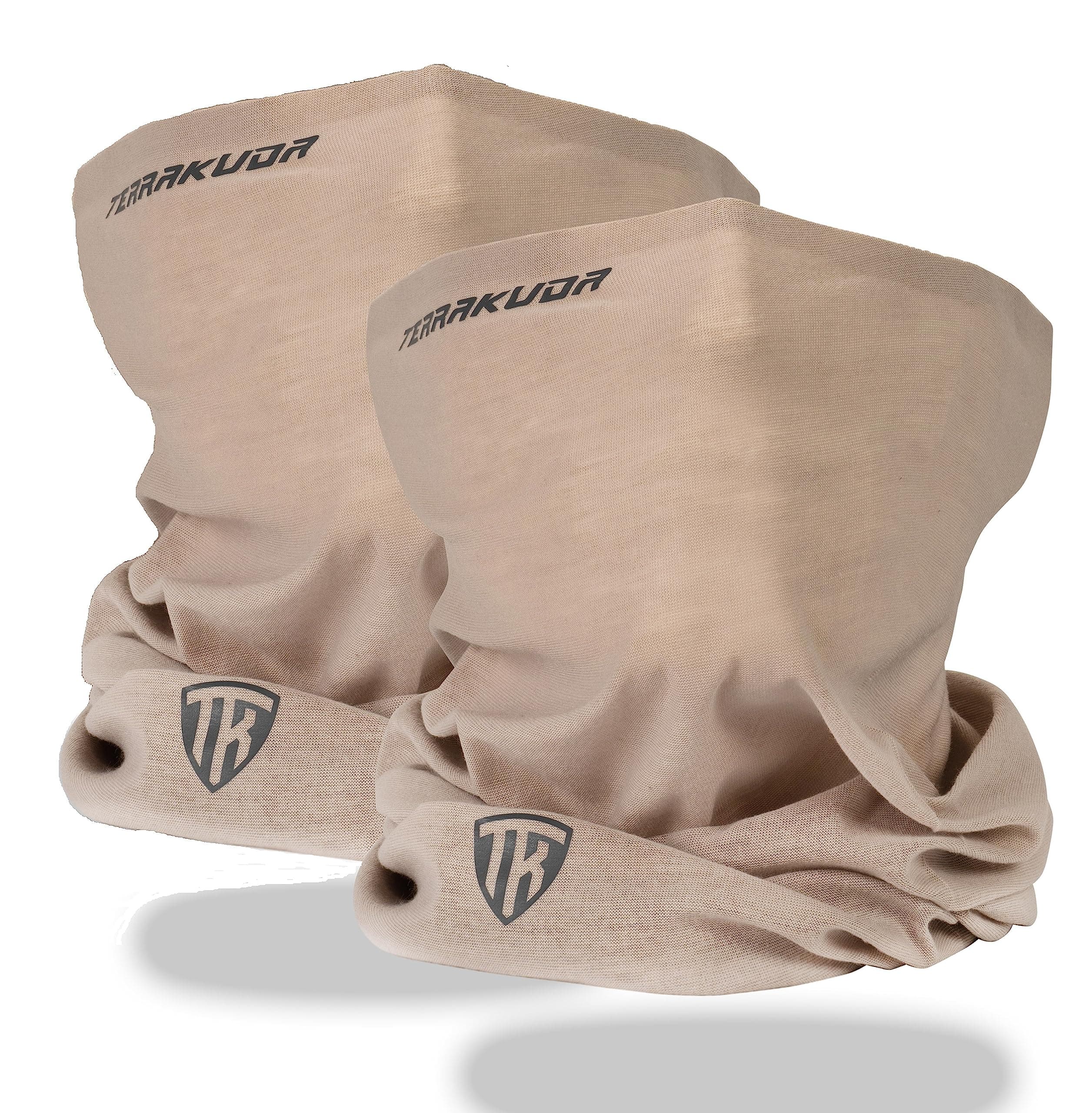 Face Clothing Neck Gaiter Mask – Non Slip Light Breathable for Sun Wind Dust Bandana Balaclava (2-PAK DESERT SAND)