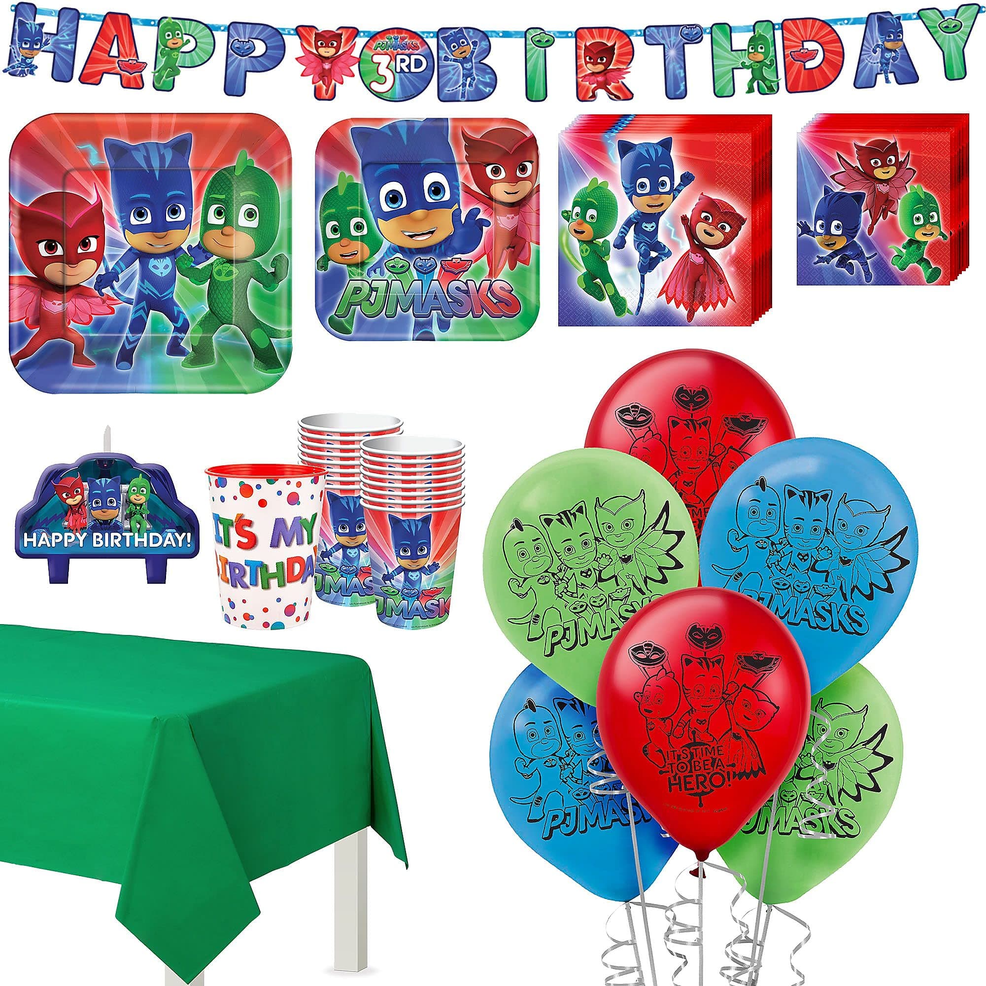 Party City PJ Masks Birthday Party Supplies, Includes Happy Birthday Banner and Decorations, Serves 16