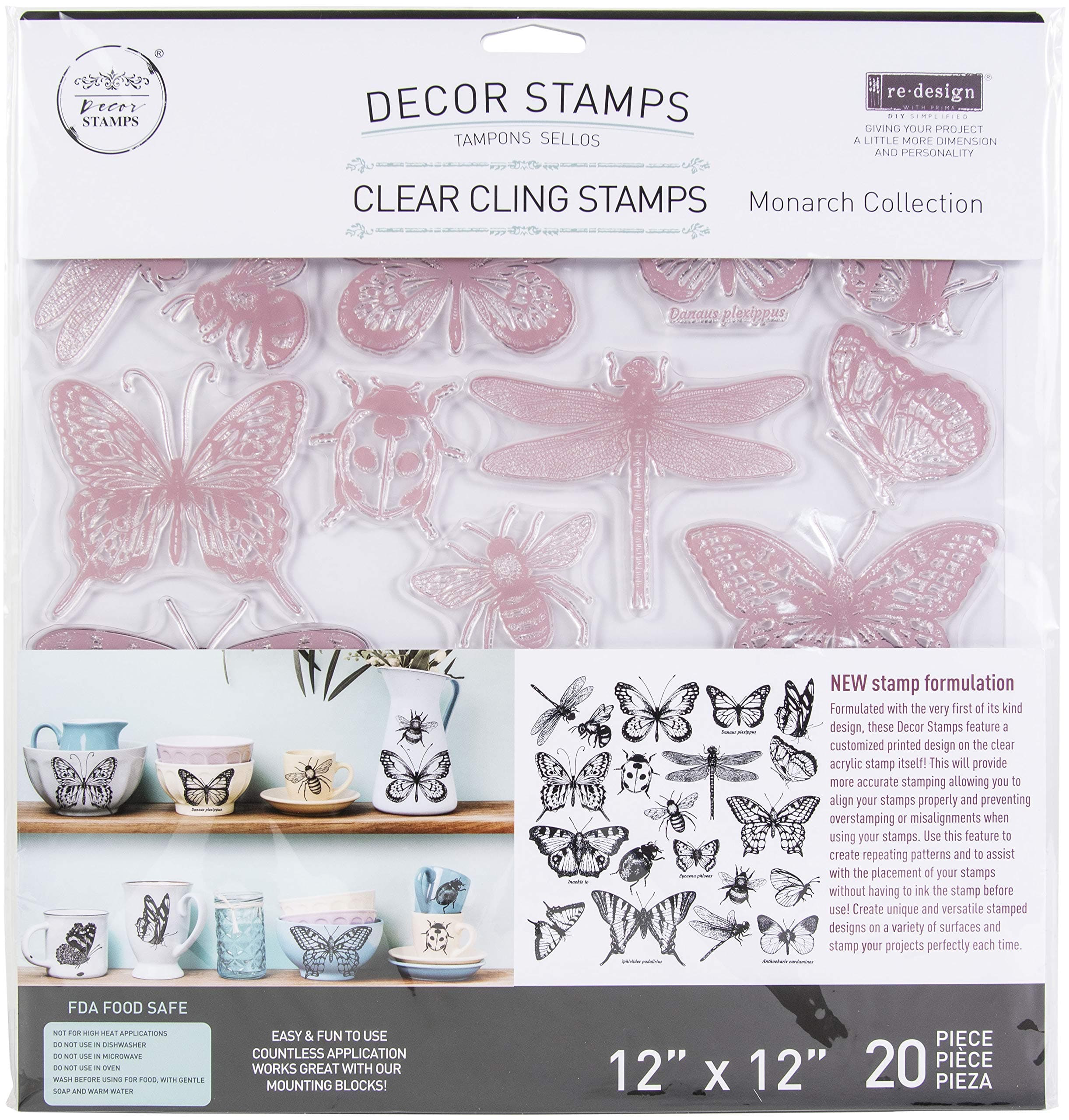 Redesign Decor Clear-Cling Stamps - Monarch Collection for Wall Paint Wall Art Furniture Decorative nightstand Bed Side Stand Large Vanity Table Set Makeup Vanity Dressing Table Computer Desk