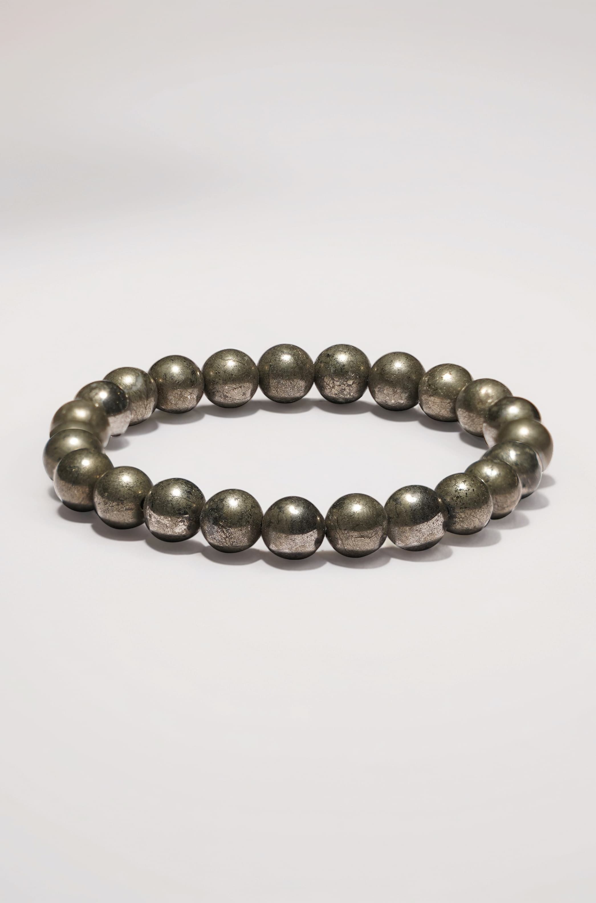 Raw Pyrite Bracelet Original Certified for Men and Women, Money Magnet, Pyrite Crystal, Dhan Yog, Stone for Money, Wealth, Manifestation, Meditation, and Reiki Healing - 8MM