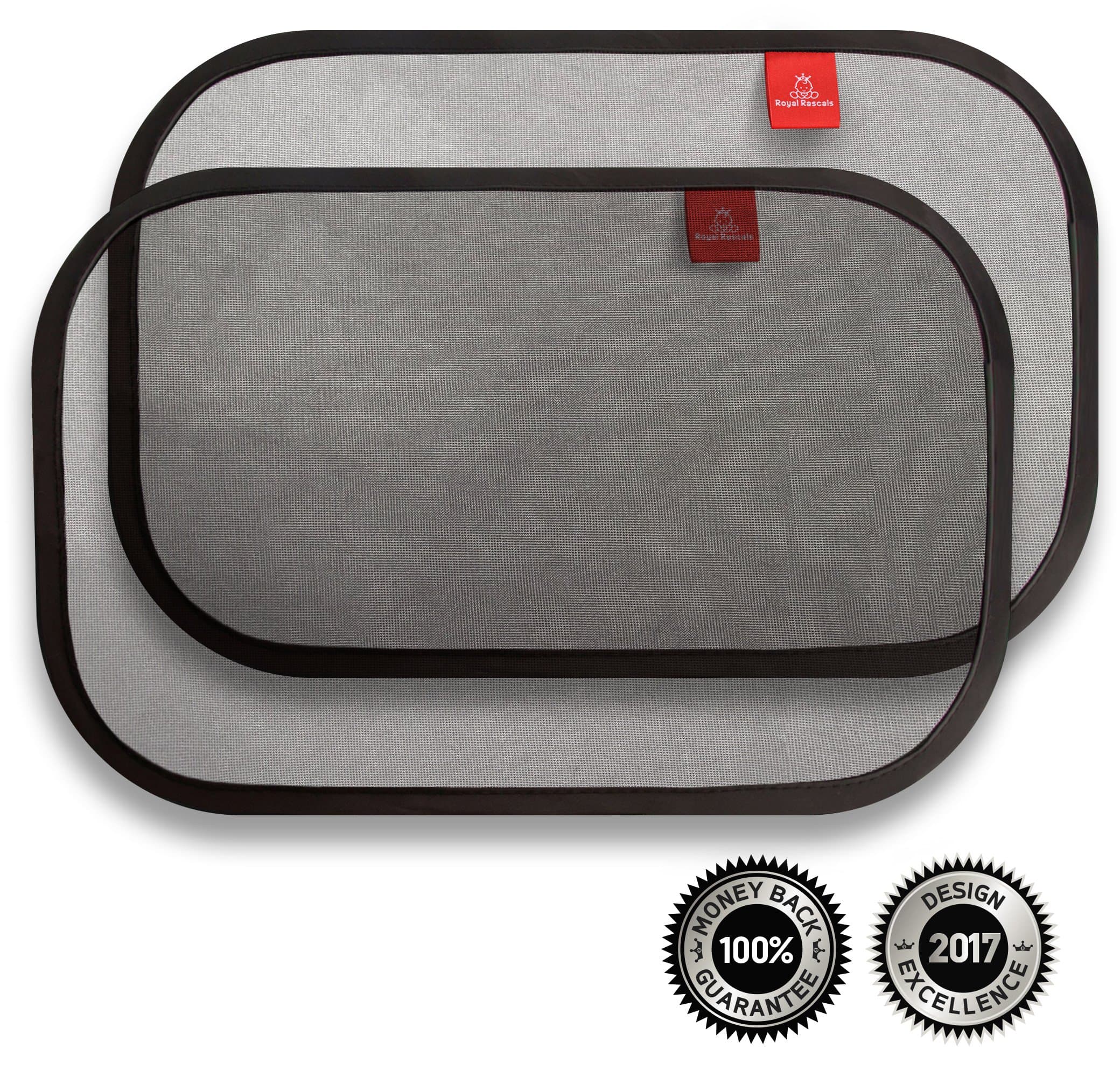 ROYAL RASCALS Car Window Shades x2 - Car Sun Shade for Babies and Children - 30+ UV Sun Protection from Harmful UV Rays - Universal Size Fits Most Cars - Anti-Glare - Static Cling Fix Premium Product