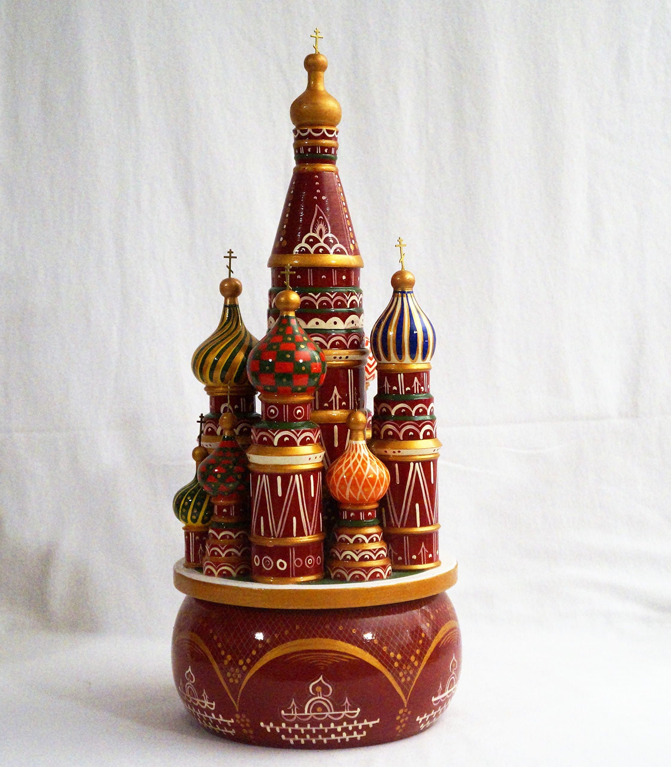 XXL Russian Music Box/Bottle Holder "St. Bazil Cathedral" 22.5" Tall
