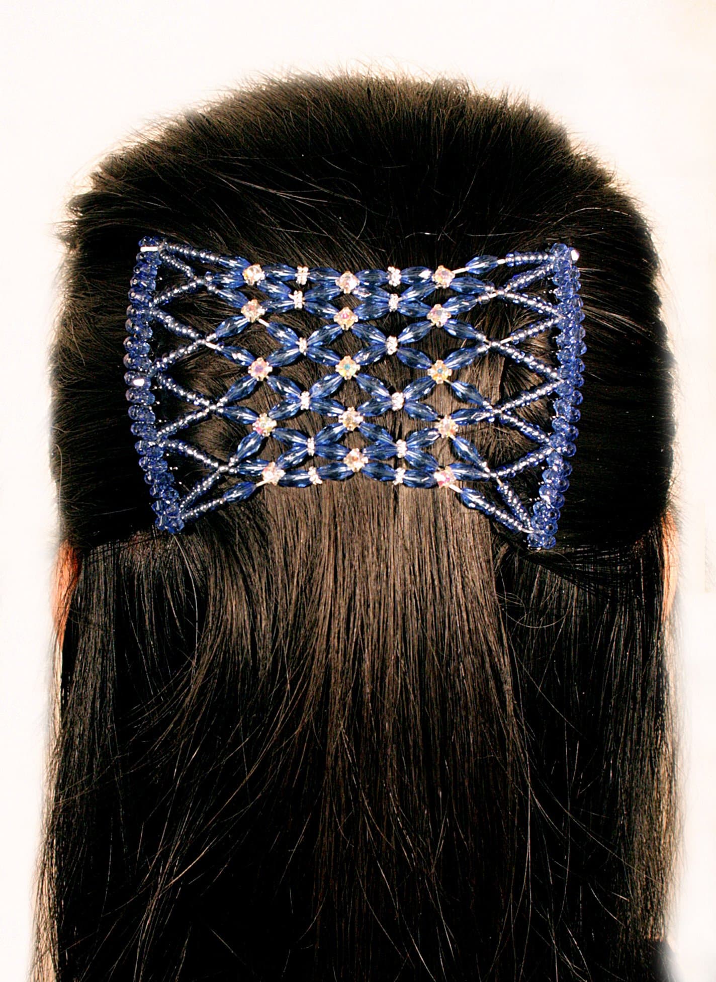 MebellaHair Clips Women/Ladies Magic Beads Stretchy EZ double comb Clip Different hair styles - Blue