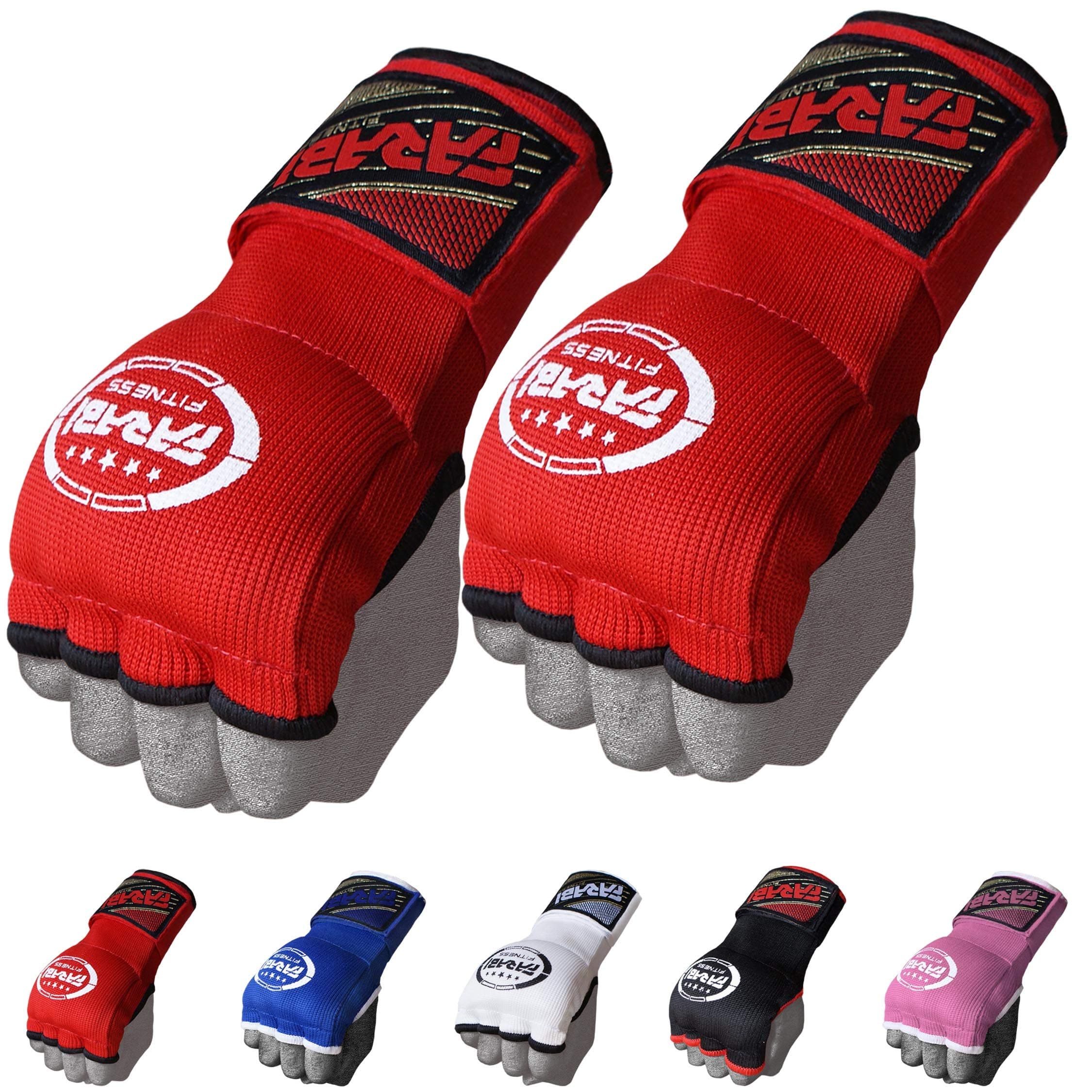Farabi Boxing Inner Gloves Hand Wraps Gel Easy Wraps Protector Gloves Adult Pair (Red-1, L/XL)