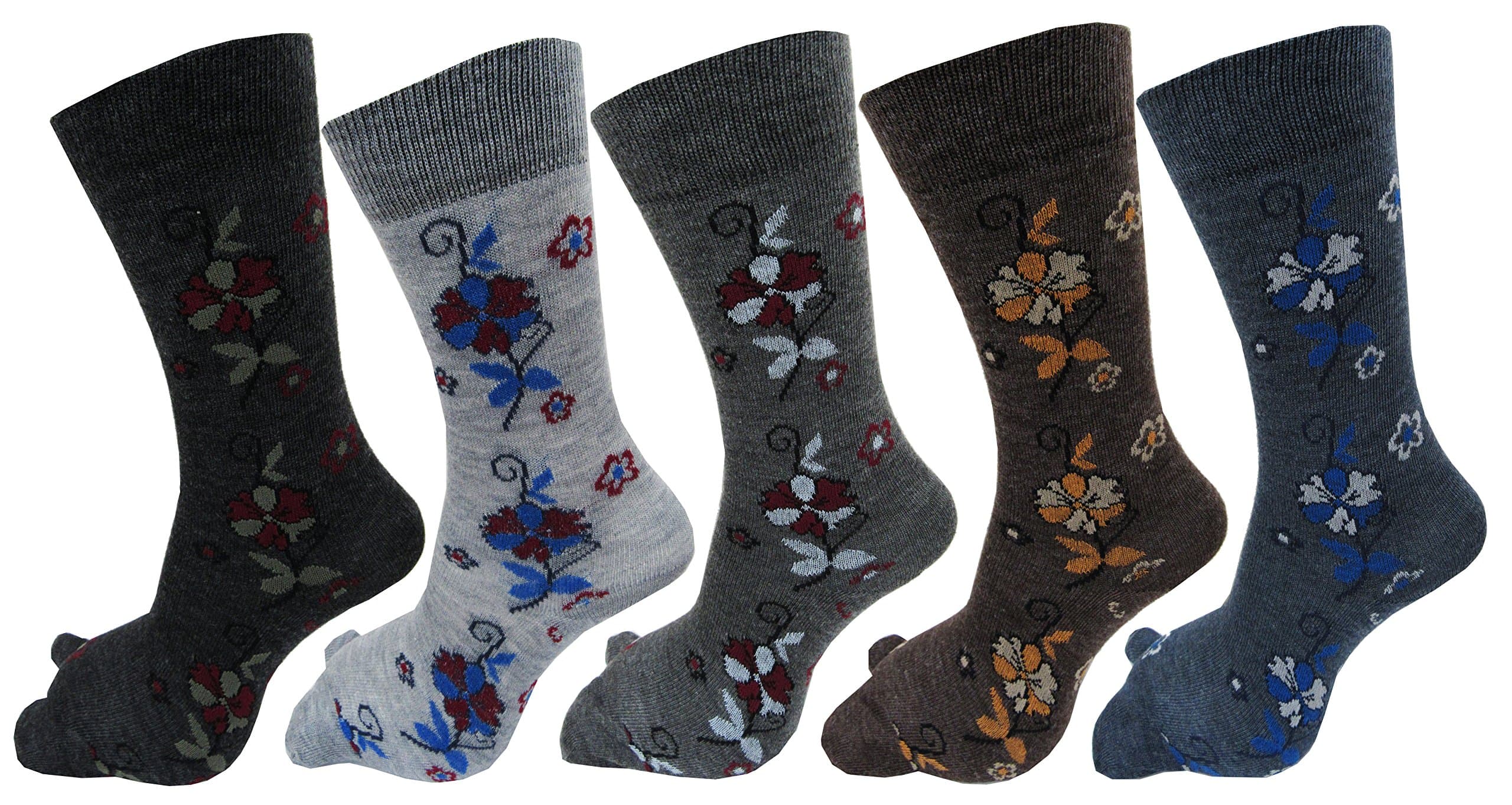 RC. ROYAL CLASSWomen Calf Length Floral Design Thumb Woolen Multicolored Socks(Pack of 5 Pair)