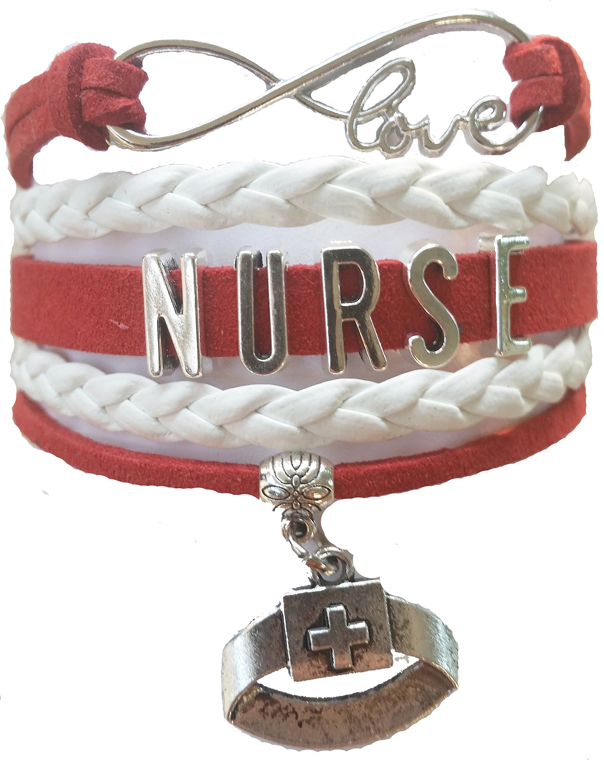 GeauxDat Collectibles Nurse Bracelet, Nurse Charm Bracelet Makes Perfect Nurse Gifts …Red, White, Nurse Charm (Red)