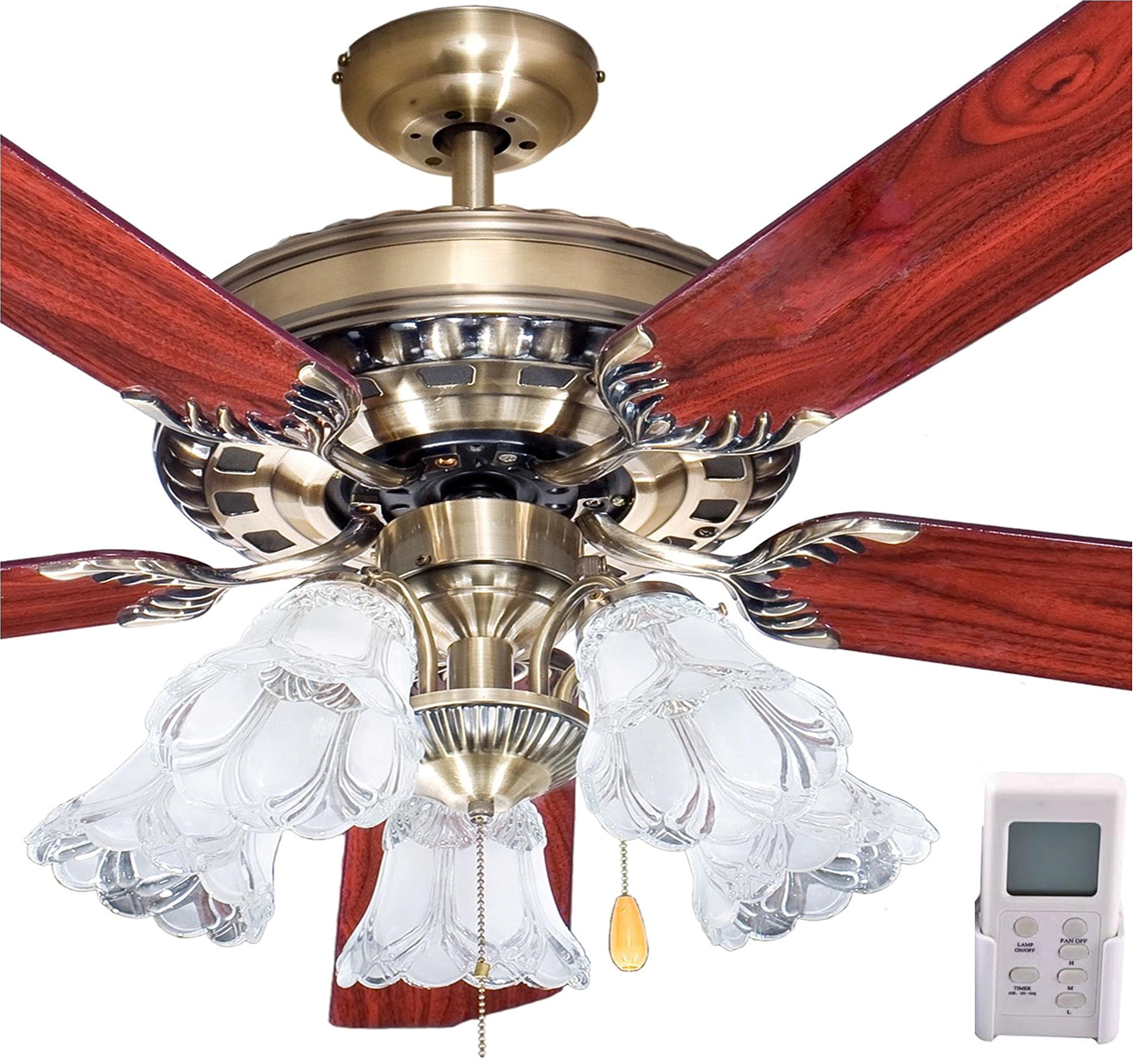 OL52066 GORGEOUS OCEAN LAMP CEILING FAN WITH LIGHTS, REMOTE WITH 52" REVERSIBLE 2 COLORED 5 BLADES