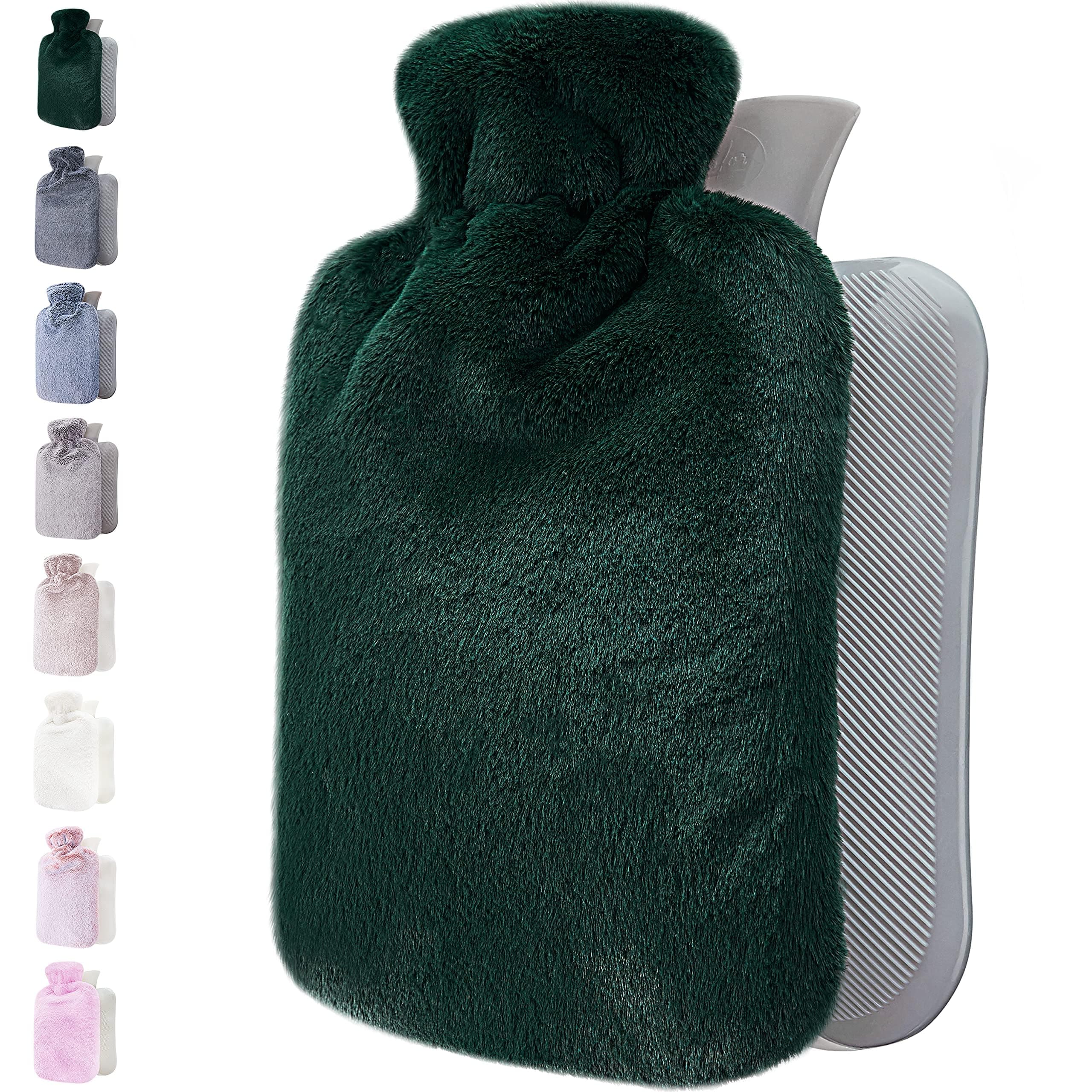 Hot Water Bottle with Soft Cover - 1.8L Large - Classic Hot Water Bag for Pain Relief, Neck and Shoulders, Feet Warmer, Menstrual Cramps, Hot and Cold Therapy - Great Gift for Women - Green