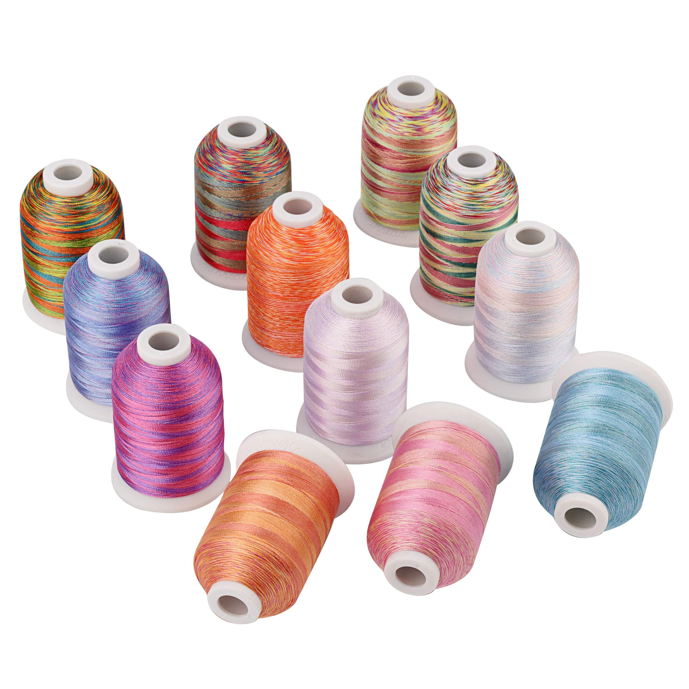 12 Multi Color Variegated Color Embroidery Machine Thread 40wt