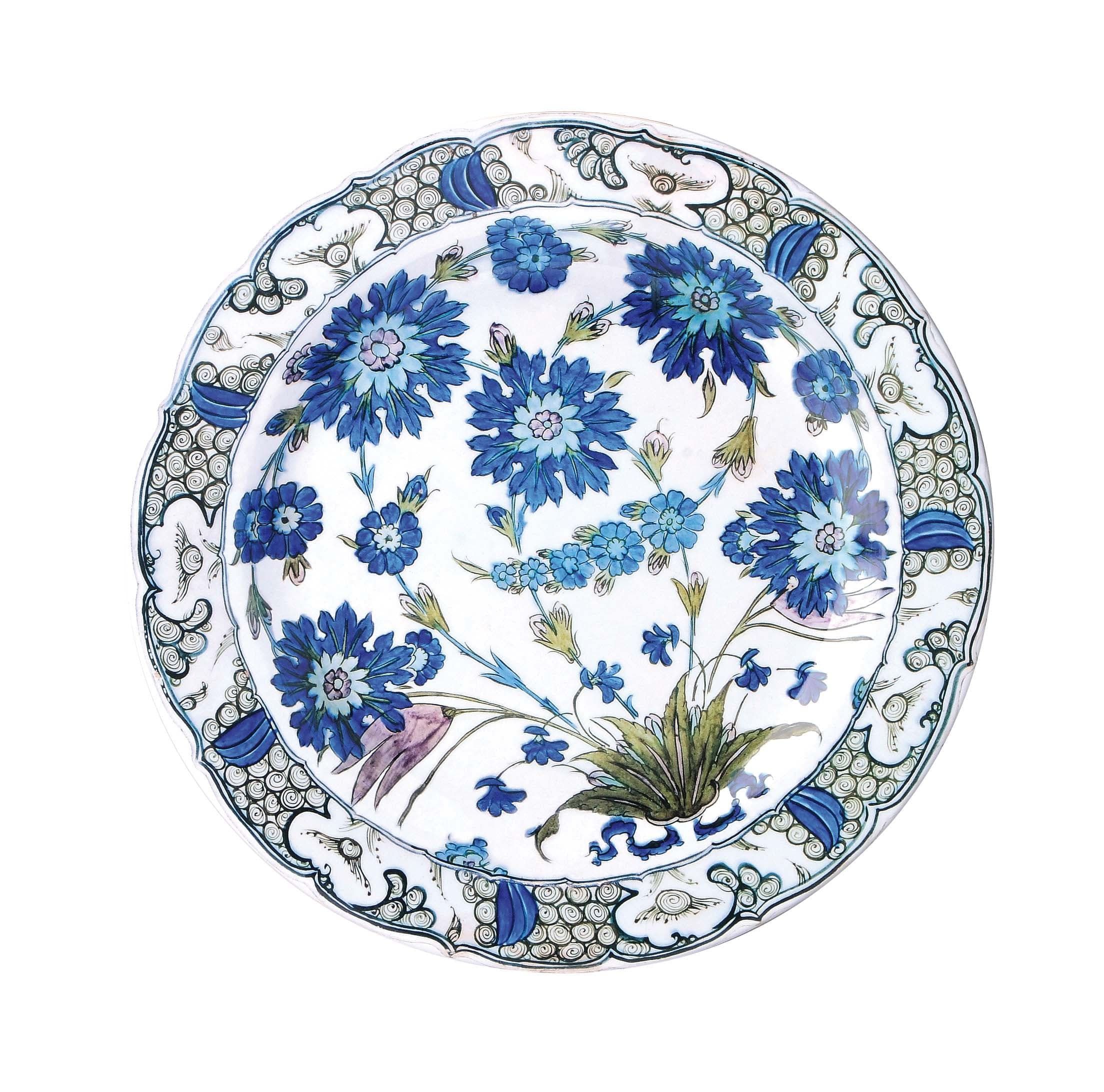 Isnik Flowers Painted Enamel Plate