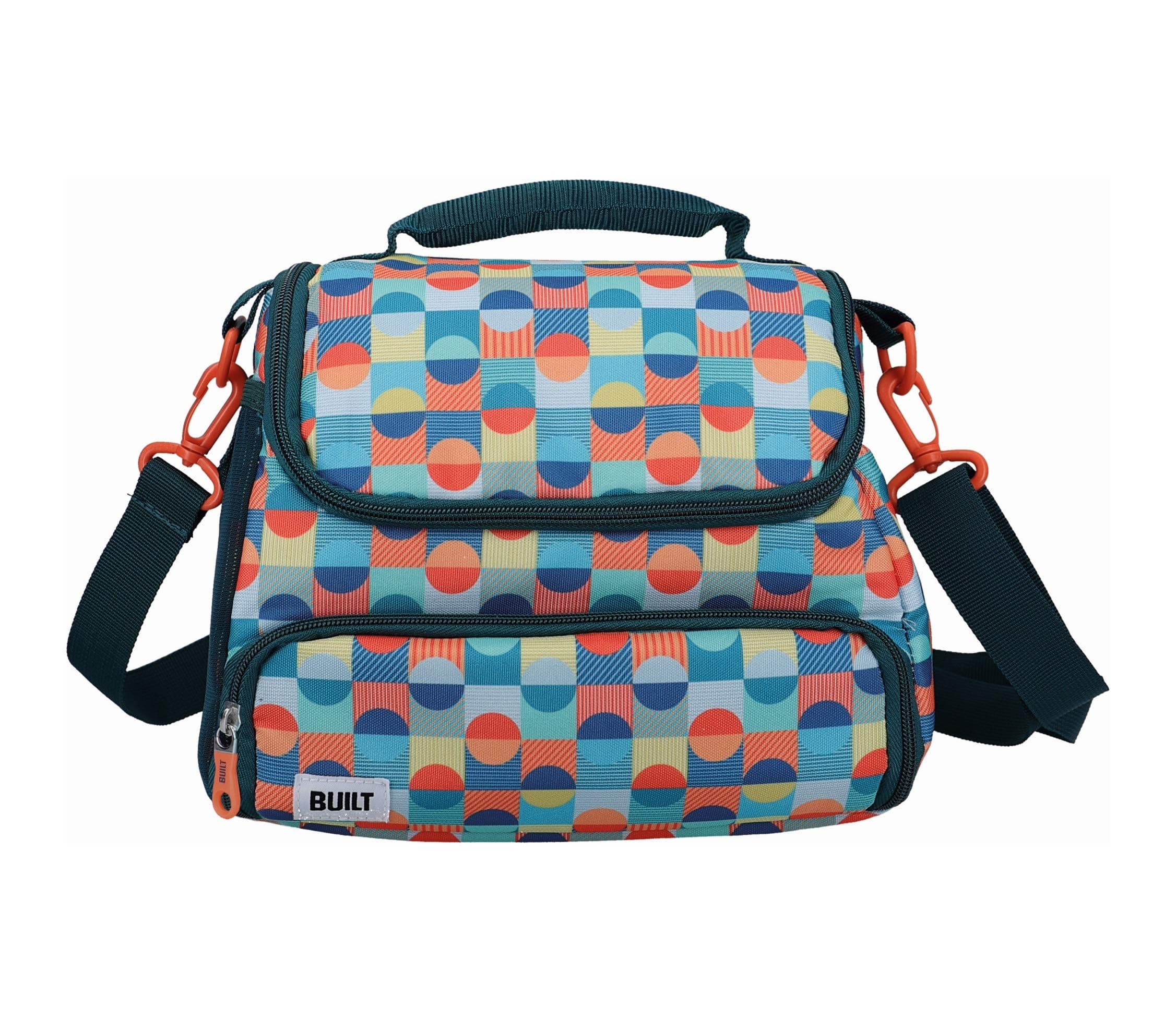 Insulated Lunch Bag with 'The Retro' Design, Polyester, Teal, 18.5 x 27 x 21 cm
