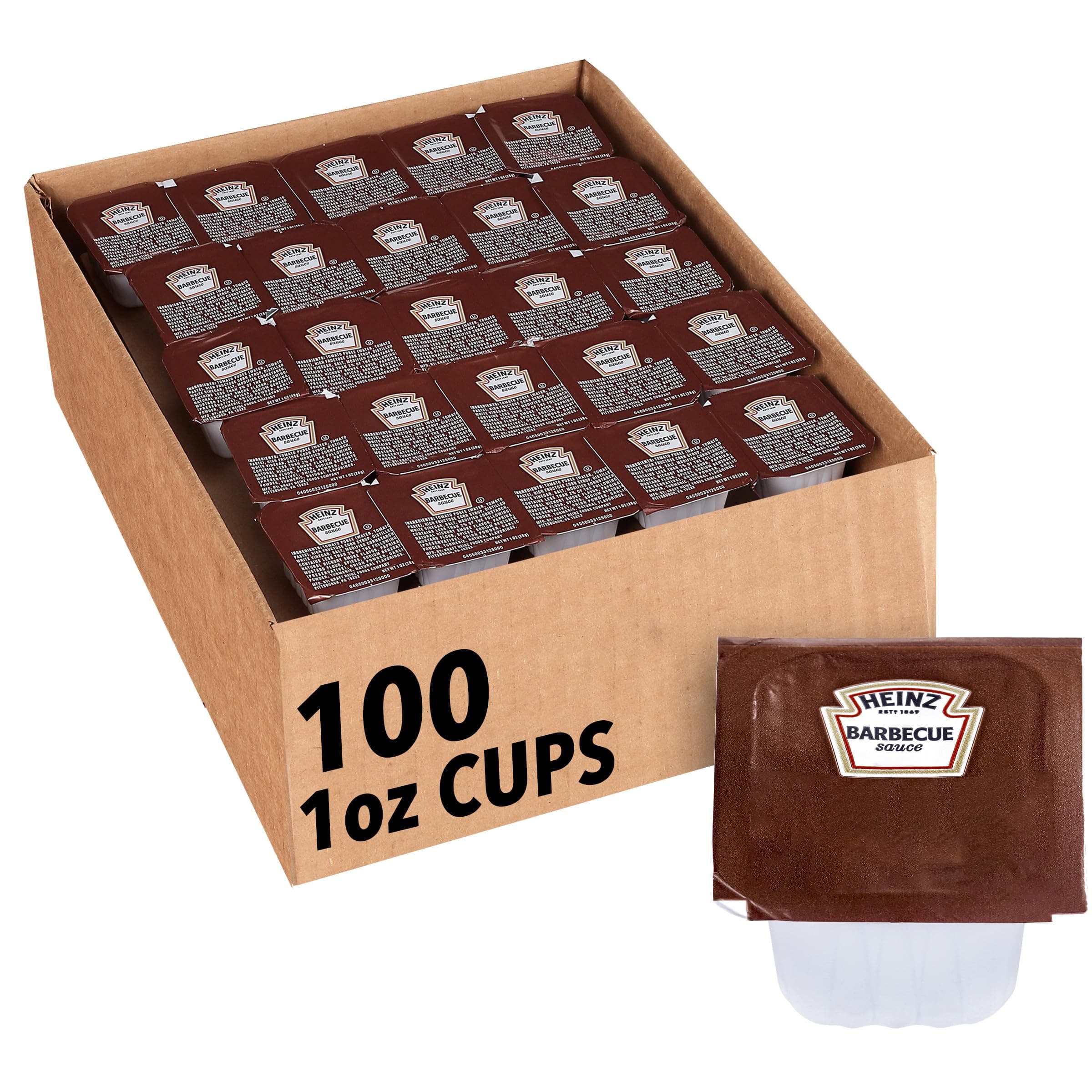 BBQ Sauce Dip Cup Single Serve Packet (1 oz Packets, Pack of 100)