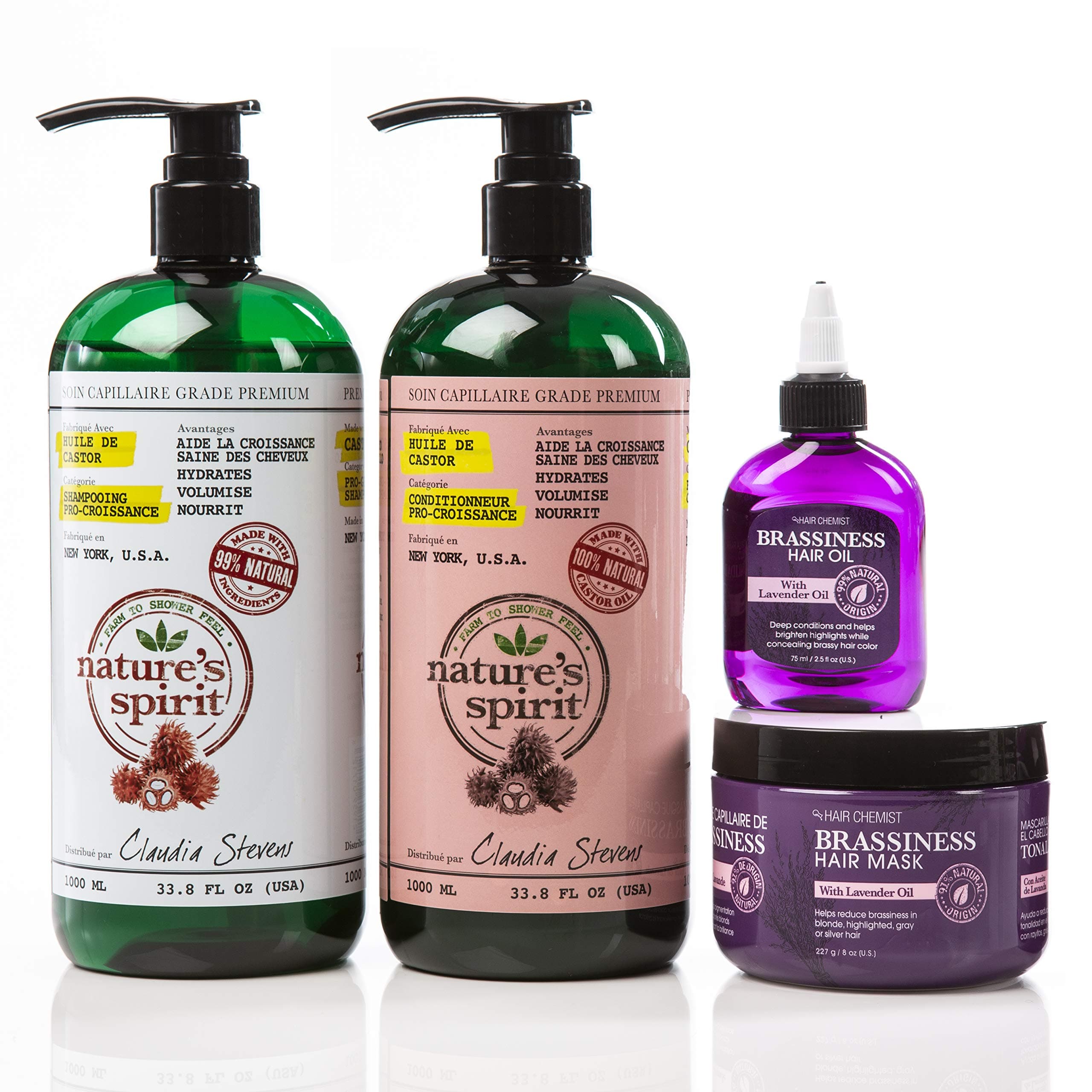 Natures Spirit Pro-Growth and Anti-Brassiness Hair Care 4 Piece Set