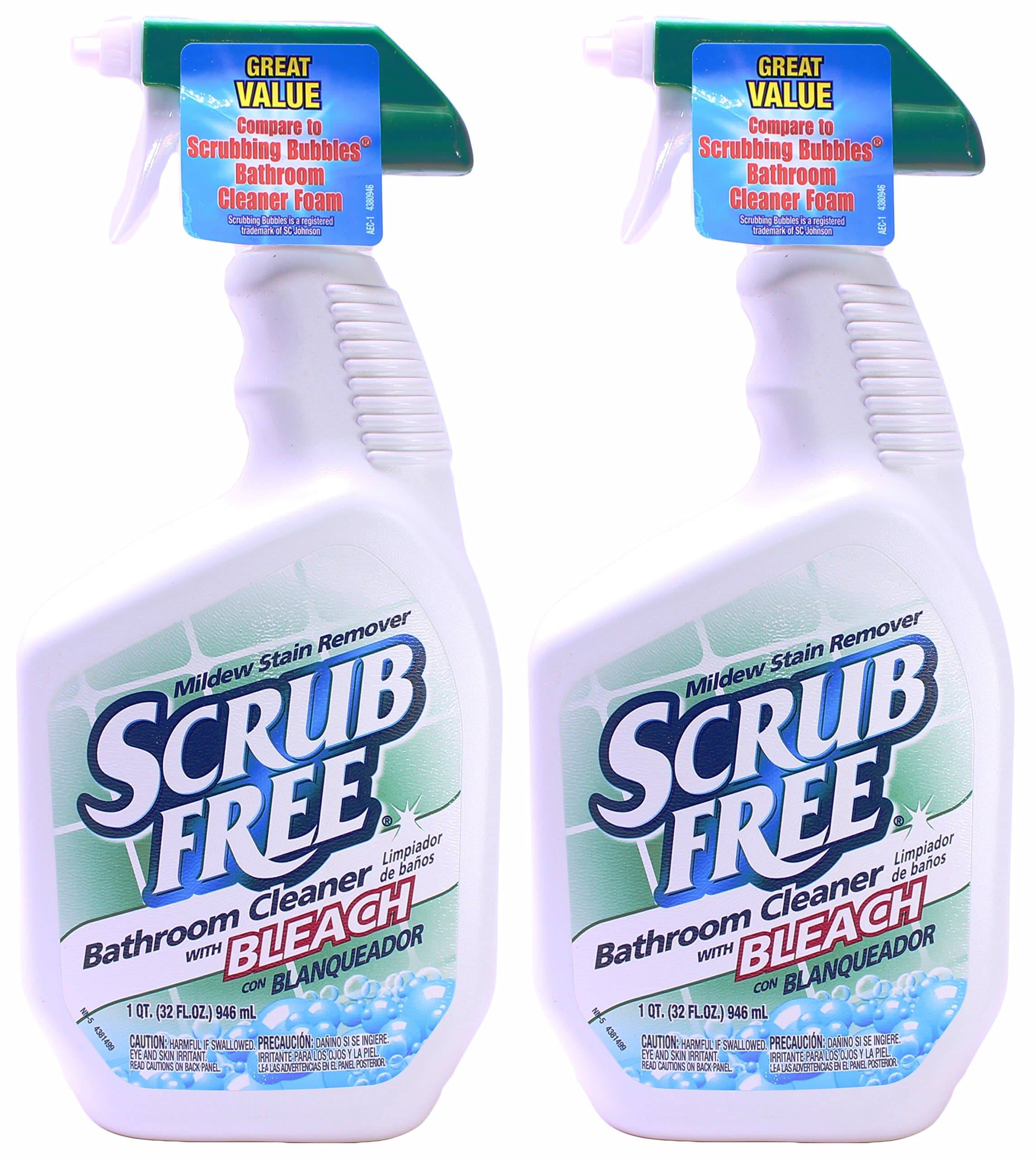 Scrub Free Bathroom Soap Scum Cleaner with Bleach, 32 Ounce, (Pack of 2)