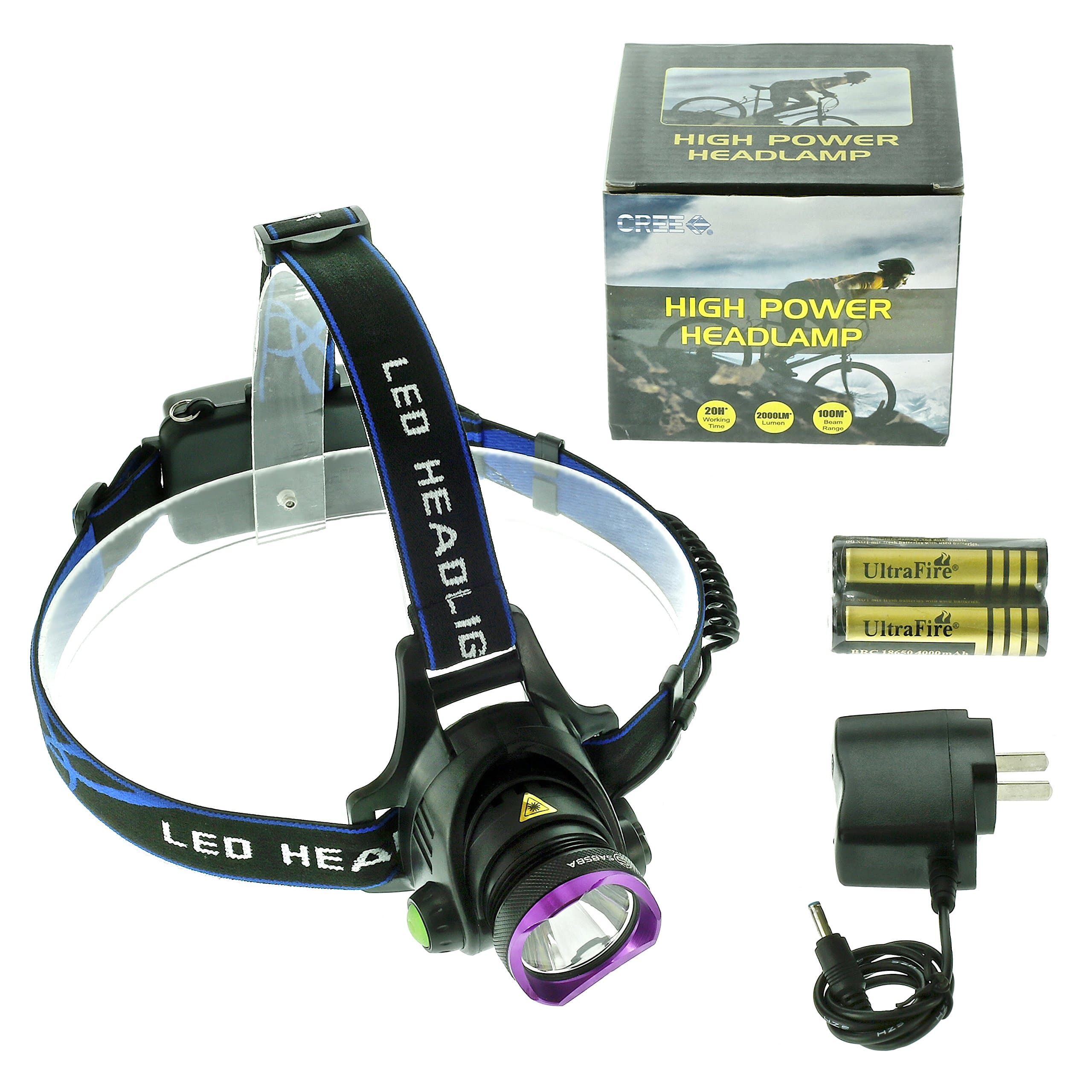 SABSBA Bright Rechargeable Walking Headlamp, Water Resistant, Batteries Included