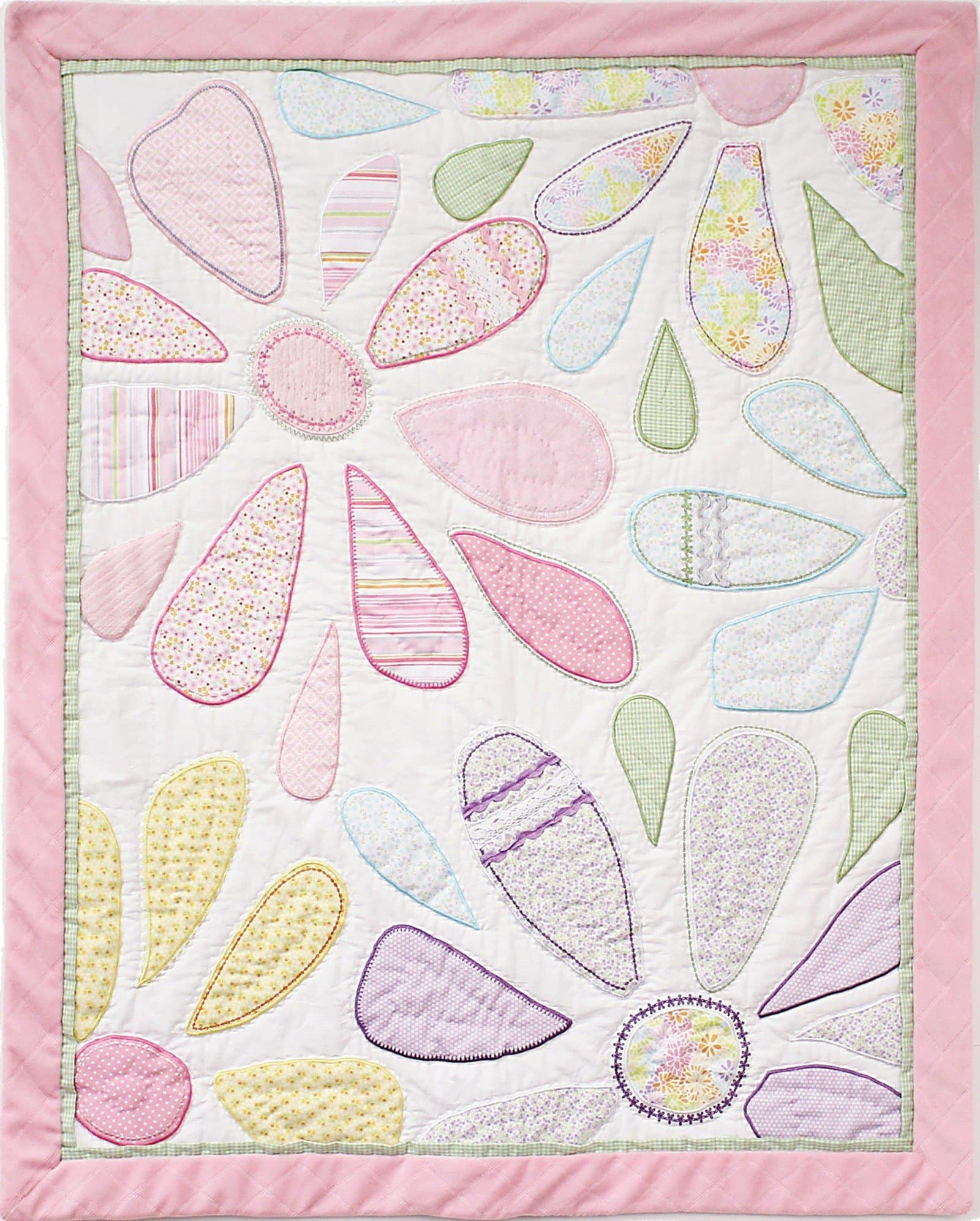 Nurture Imagination Cotton Crazy Daisy Hand Quilted Baby Quilt