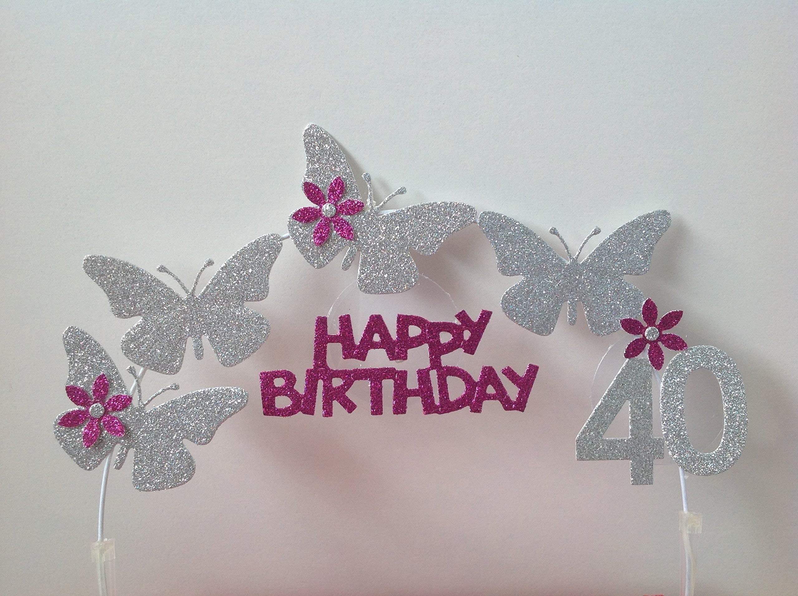 Cake Decoration, Butterfly Arch, Silver, 18th, 21st, 30th, 40th, 50th, 60th, 70th, 80th, 90th