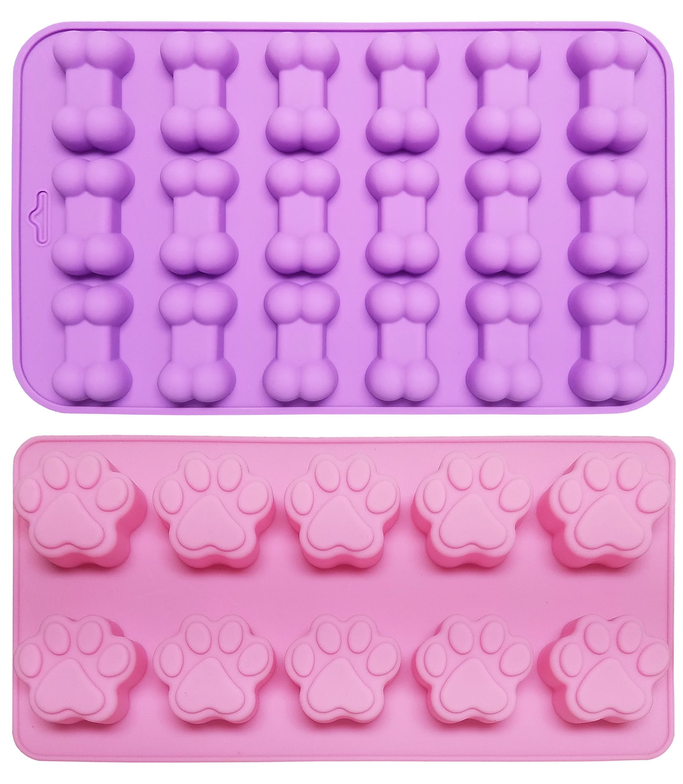 TYH SuppliesSilicone Dog Treat Mold | 2 Pack - 28 Cavity | Food Grade Non-Stick Dog Bone and Paw Mold Trays For Baking, Candy, Jelly, Ice Cubes, Puppy Treats, and Biscuits