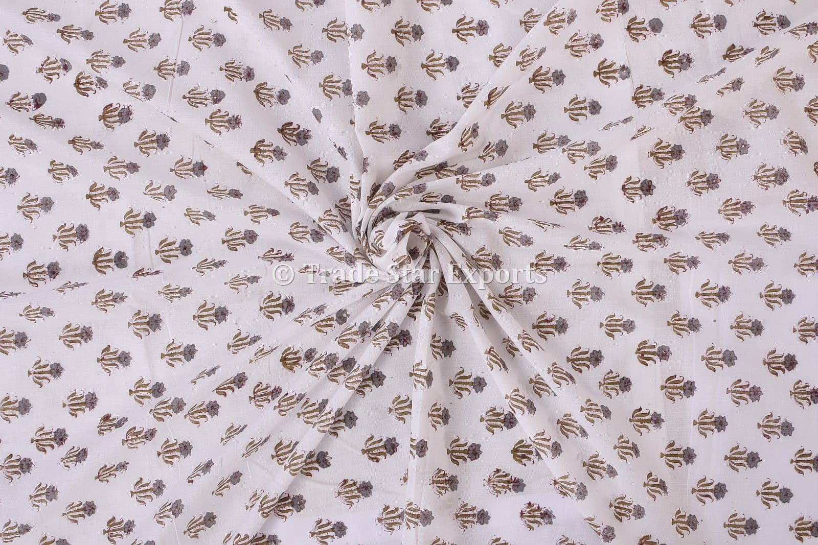 Trade Star 100% Cotton Fabric for Dressmaking,Indian Running Fabric for Crafting, 3 Yard Hand Block Print Sewing Fabric by The Yard, Beautiful Flower Print Fabric for Kids Clothing (Pattern 7)