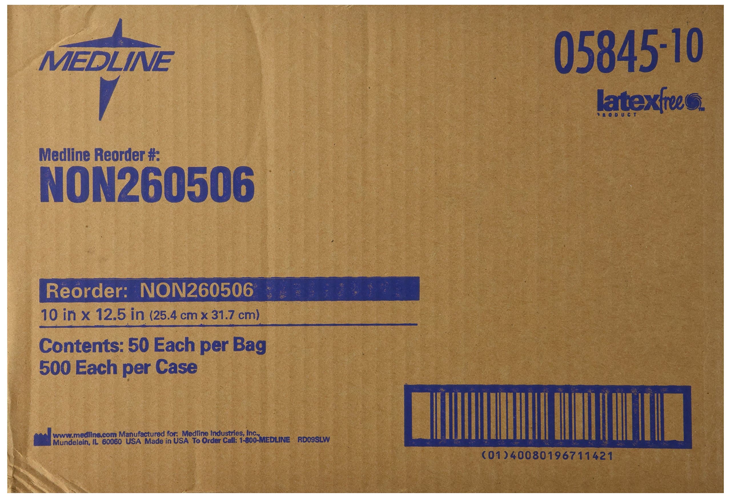 Medline Deluxe Dry Disposable Washcloths, 10 x 13 Inch, 50 Wipes Per Bag, Case of 10 Bags (500 Wipes Total)