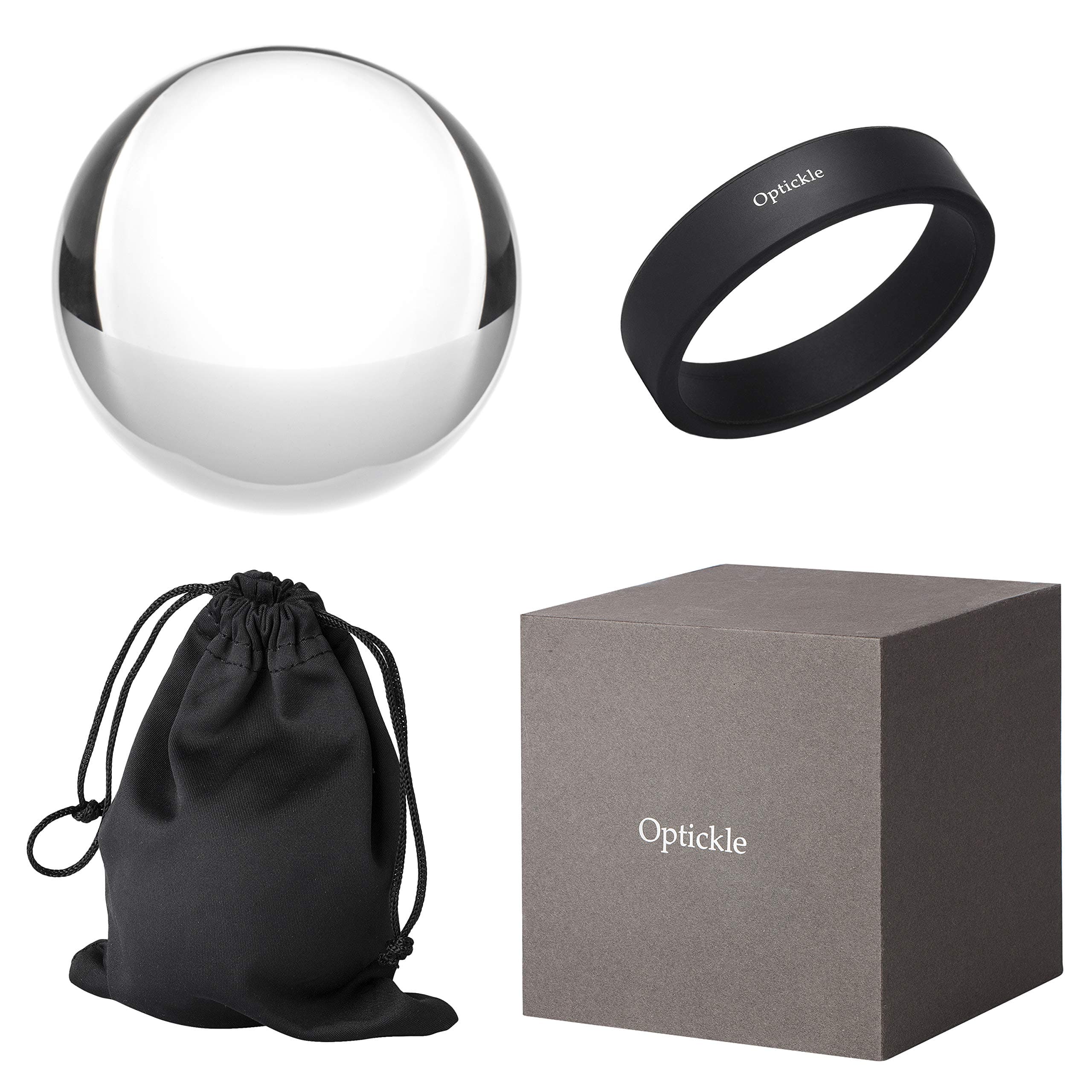 Optickle - Crystal Glass Ball for Photography (78mm) Optical Glass - K9 Crystal - Great Gift Idea for Creatives - Capture Brilliant 180-Degree Photos - No-Scratch Silicone Stand