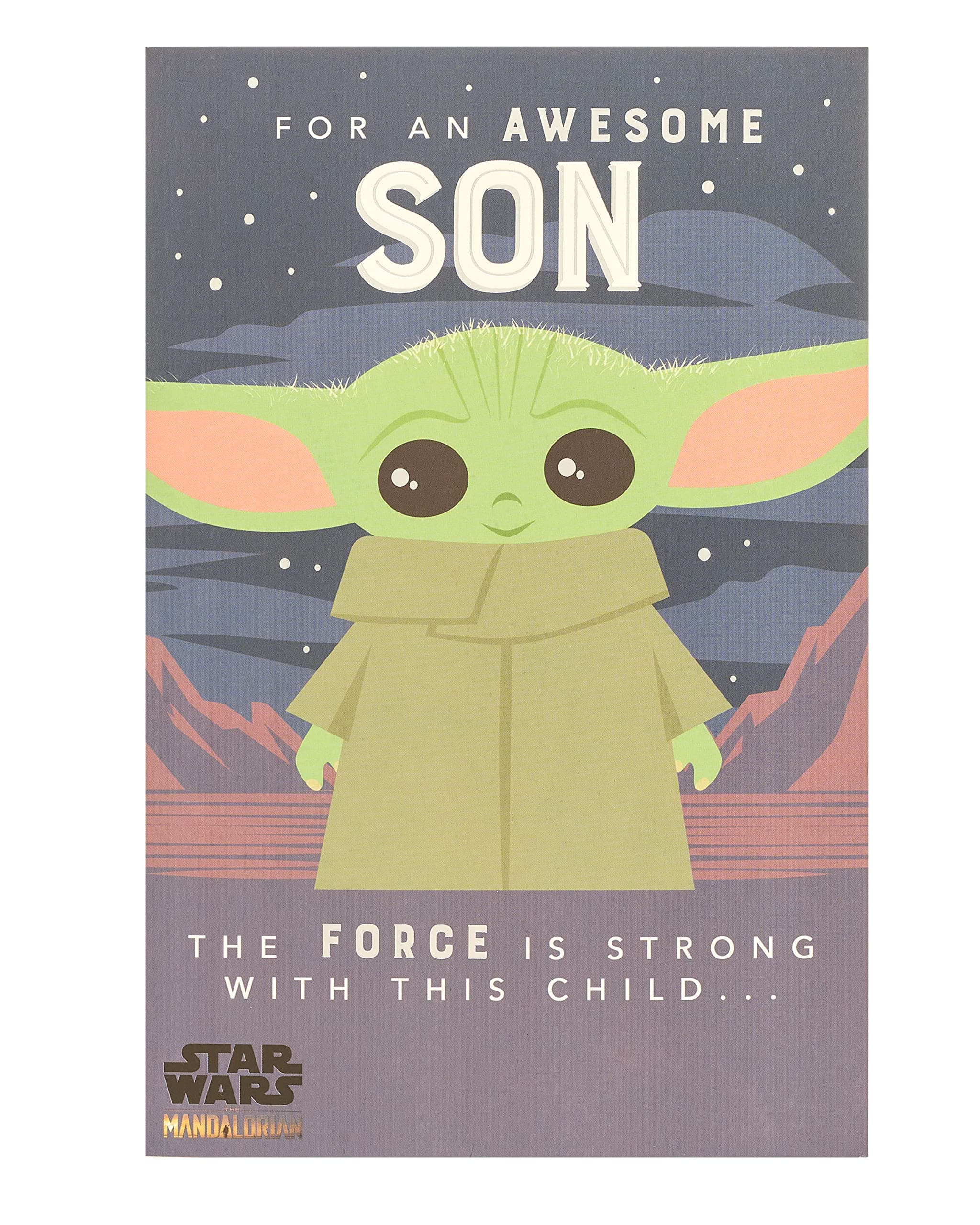 Son Birthday Card | Happy Birthday Gifts | Him, Boys, Men | Baby Yoda/Grogu Design | With Envelope | 155 x 235 mm