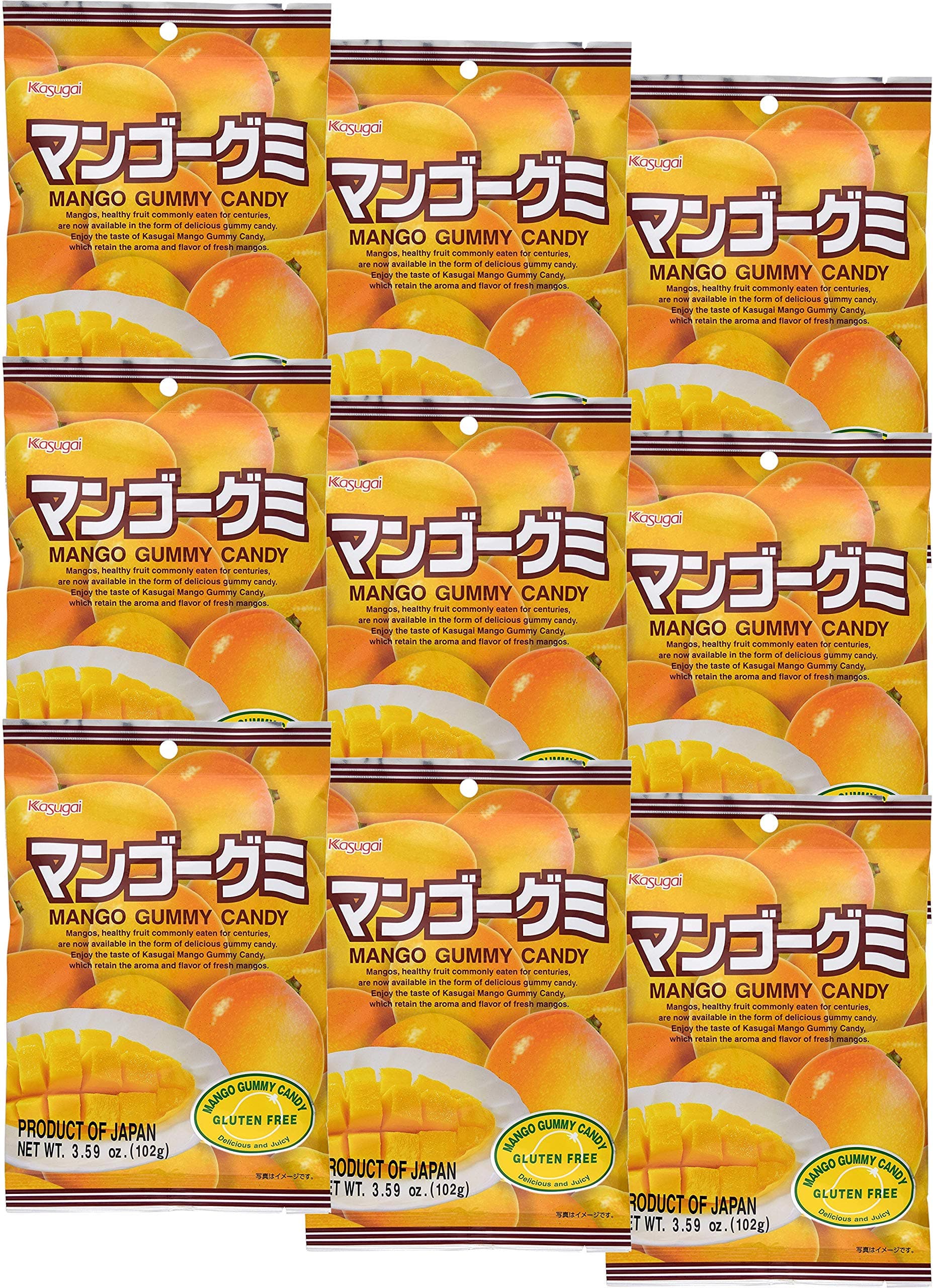 Kasugai Mango Gummy Candy 3.59oz (9 Pack)