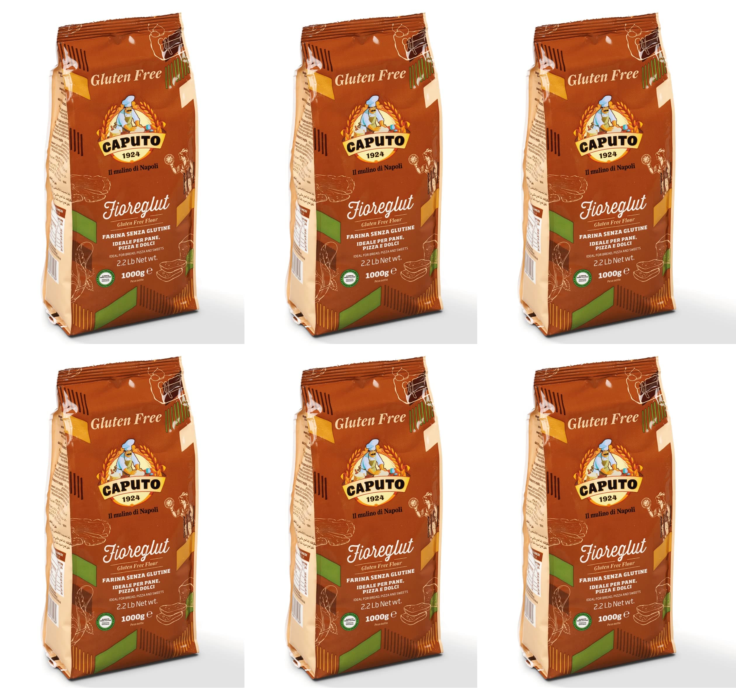 6X Antico Molino Caputo Farina Fioreglut Senza glutine Gluten-Free Flour 1Kg