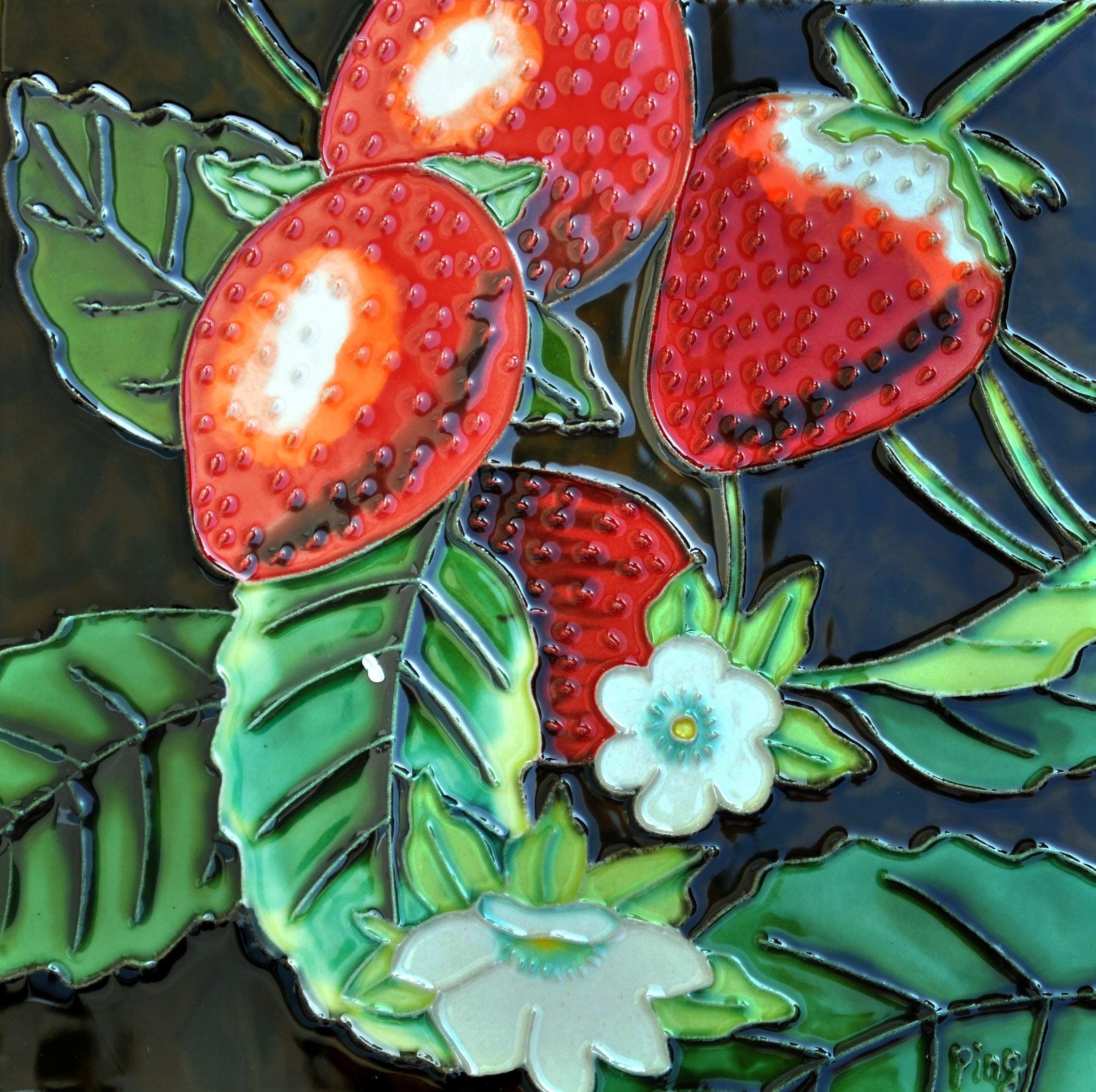 Continental Art Center BD-0218 8 by 8-Inch Strawberry Ceramic Art Tile