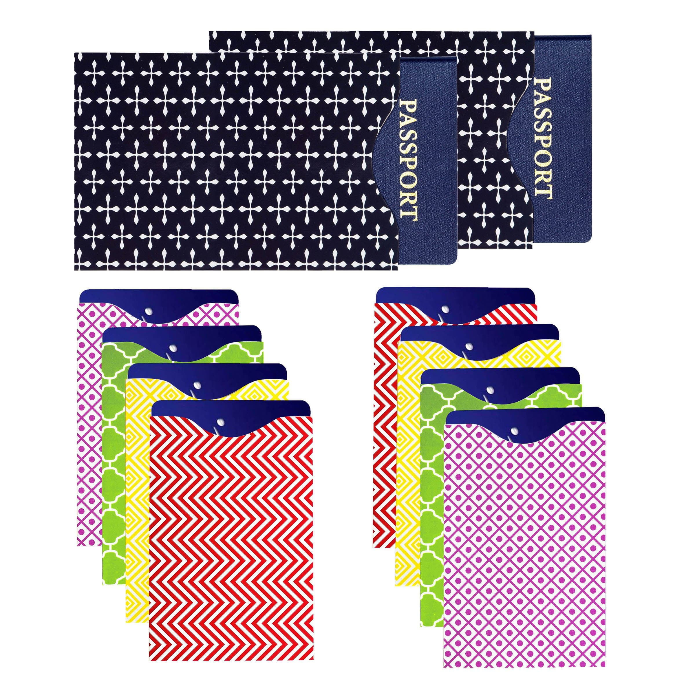 Laminated Passport and Credit Card Protector - Set of 8 Credit Card and 2 Passport RFID Blocking Sleeves; Fit in Wallet and Purse, Assorted