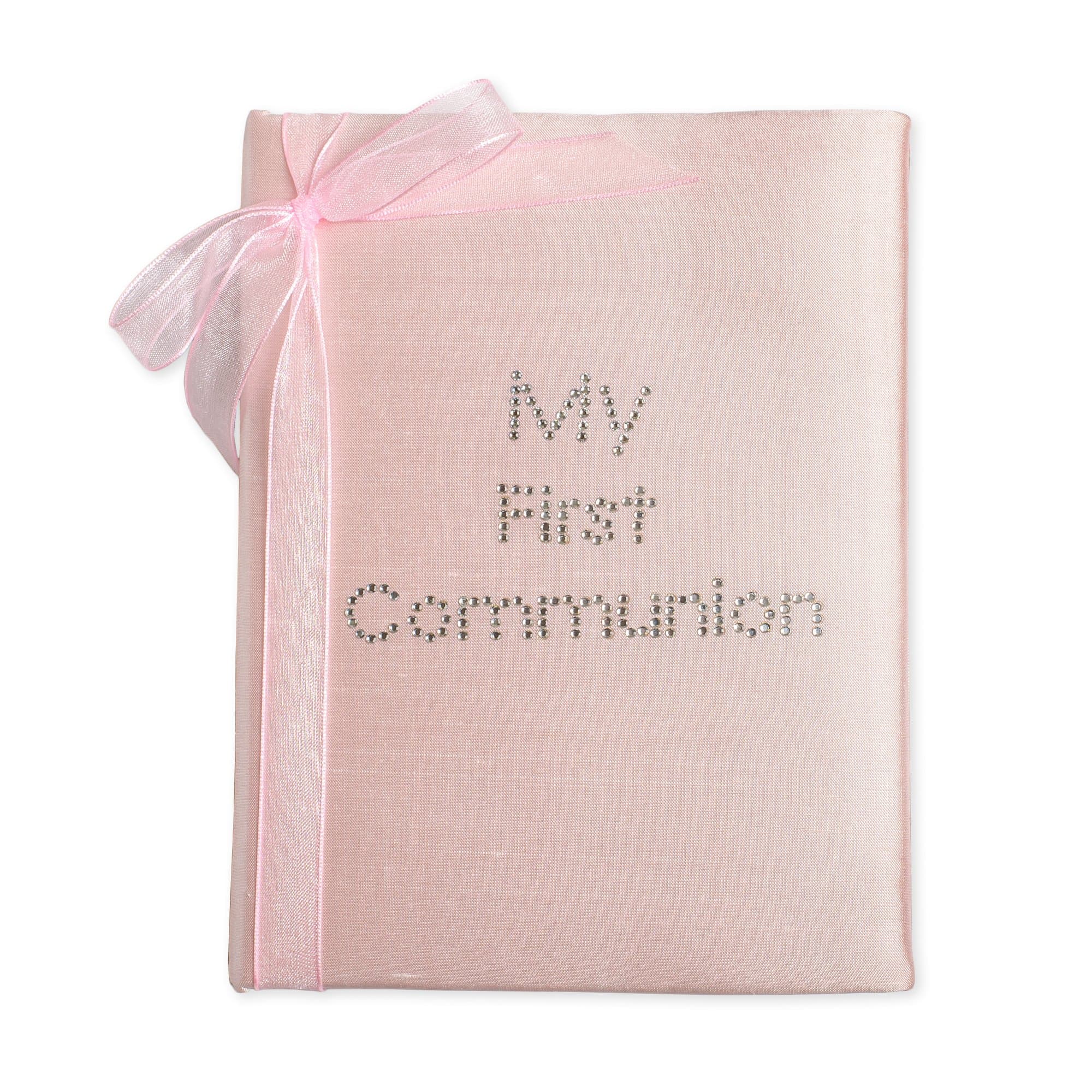 My First Communion Pink Silk 4x6 Photo Album with Bow