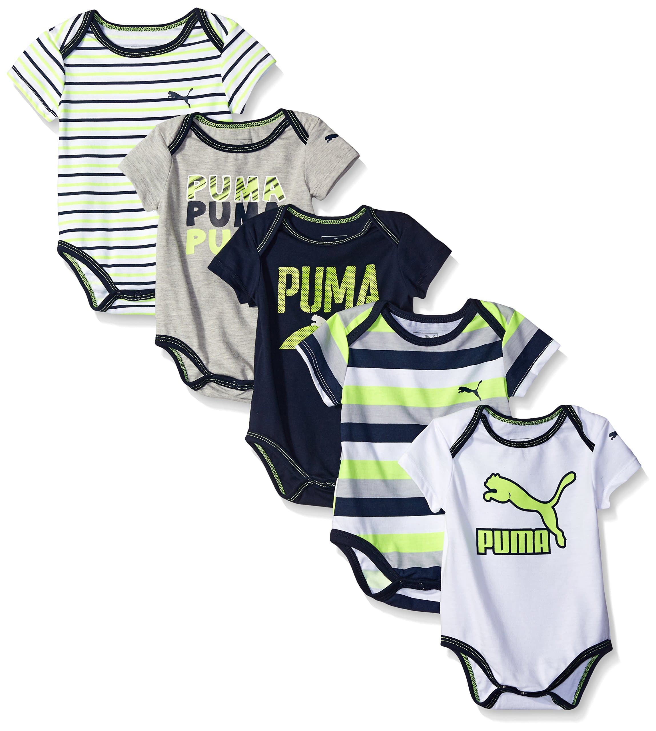 PUMA Baby Boys' 5-Pack Bodysuit Pack