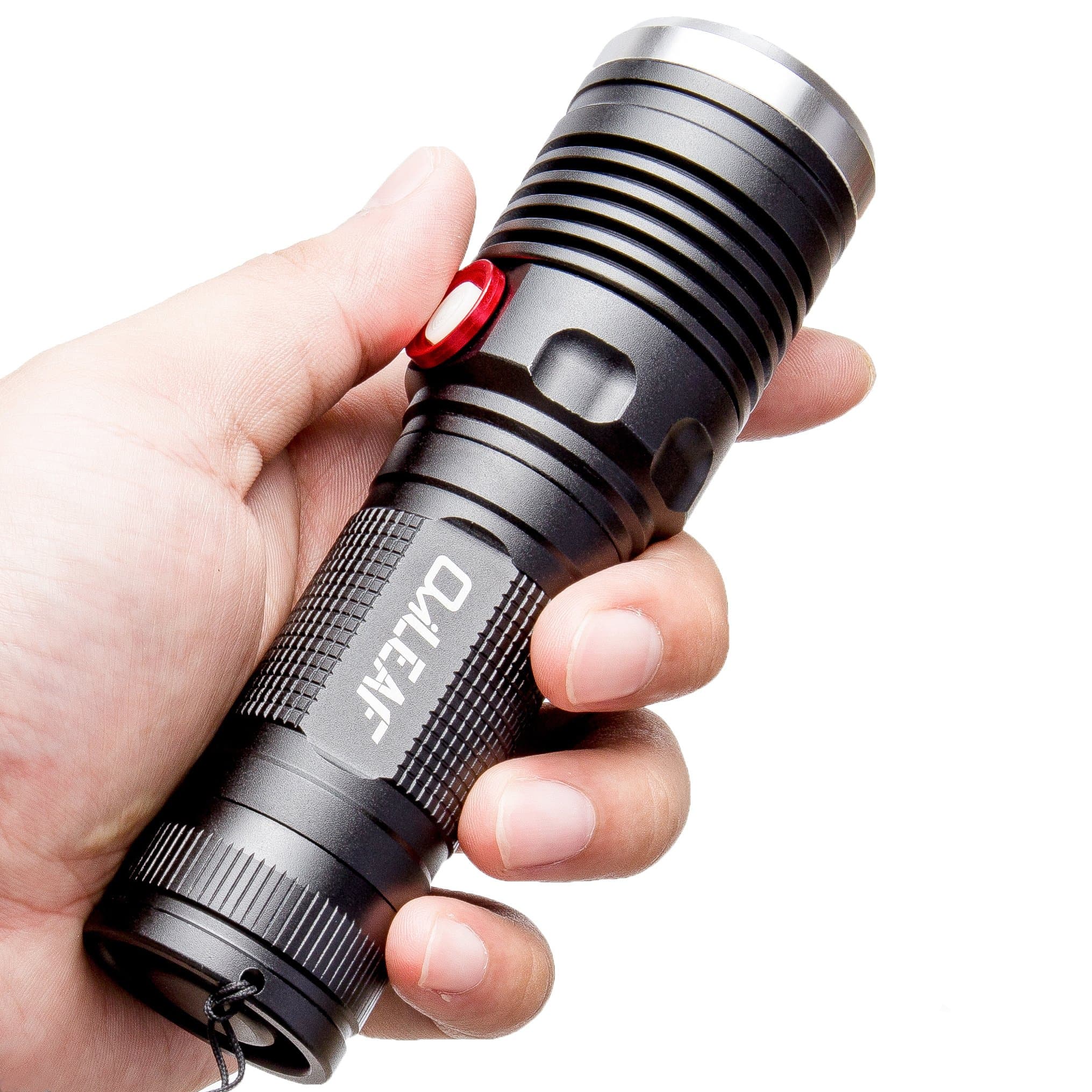 USB Rechargeable LED Torch, Premium Flashlight Build in Cree XML-T6 Max 1200 Lumen Adjustable Focus 4 Mode Select LED Torch, 1x 2600mAh Li-ion 18650 Battery with PTC Board Included