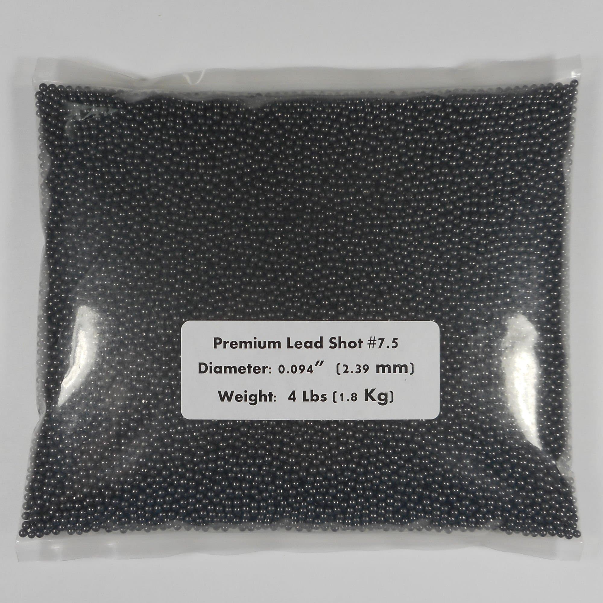 Lead Shot Balls #7.5 bag 4 lbs (64 oz) (1.8 kg) (0.094") (2.39 mm) Dia