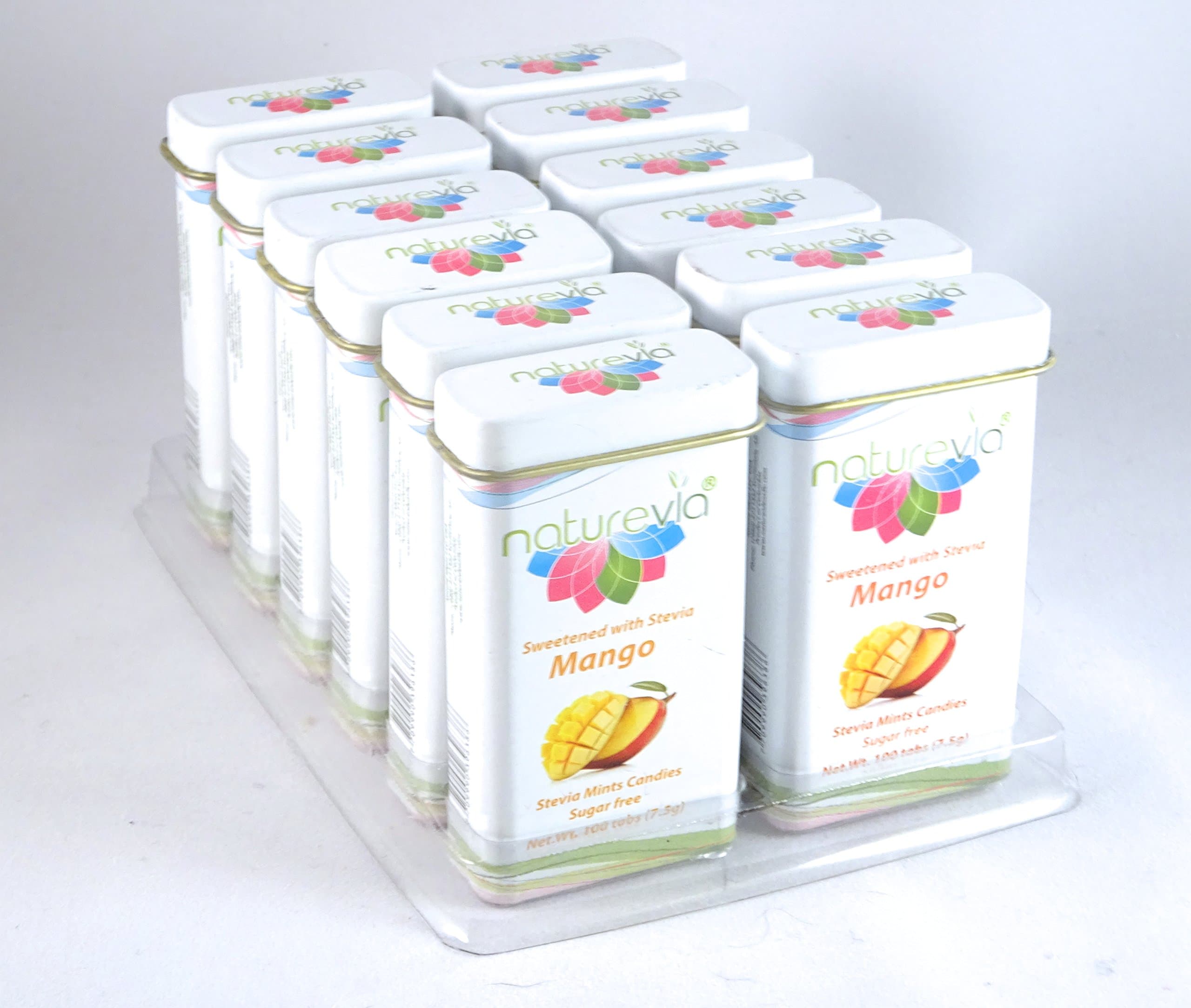 Sugar free Candy Mints with stevia Naturevia Mango 100 pcs/container 12 PACK