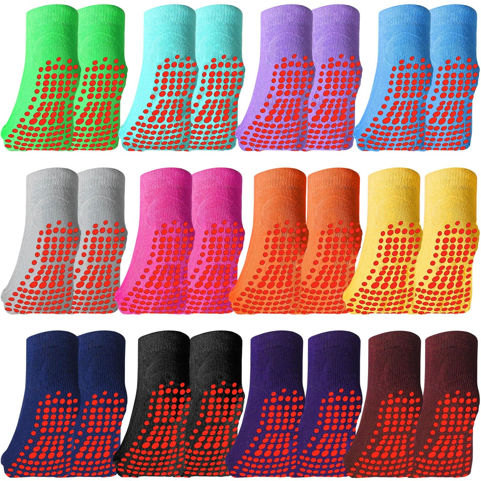 Geyoga 12 Pairs Kids Non Slip Socks Ankle Grip Anti Skid Socks for Boys Girls