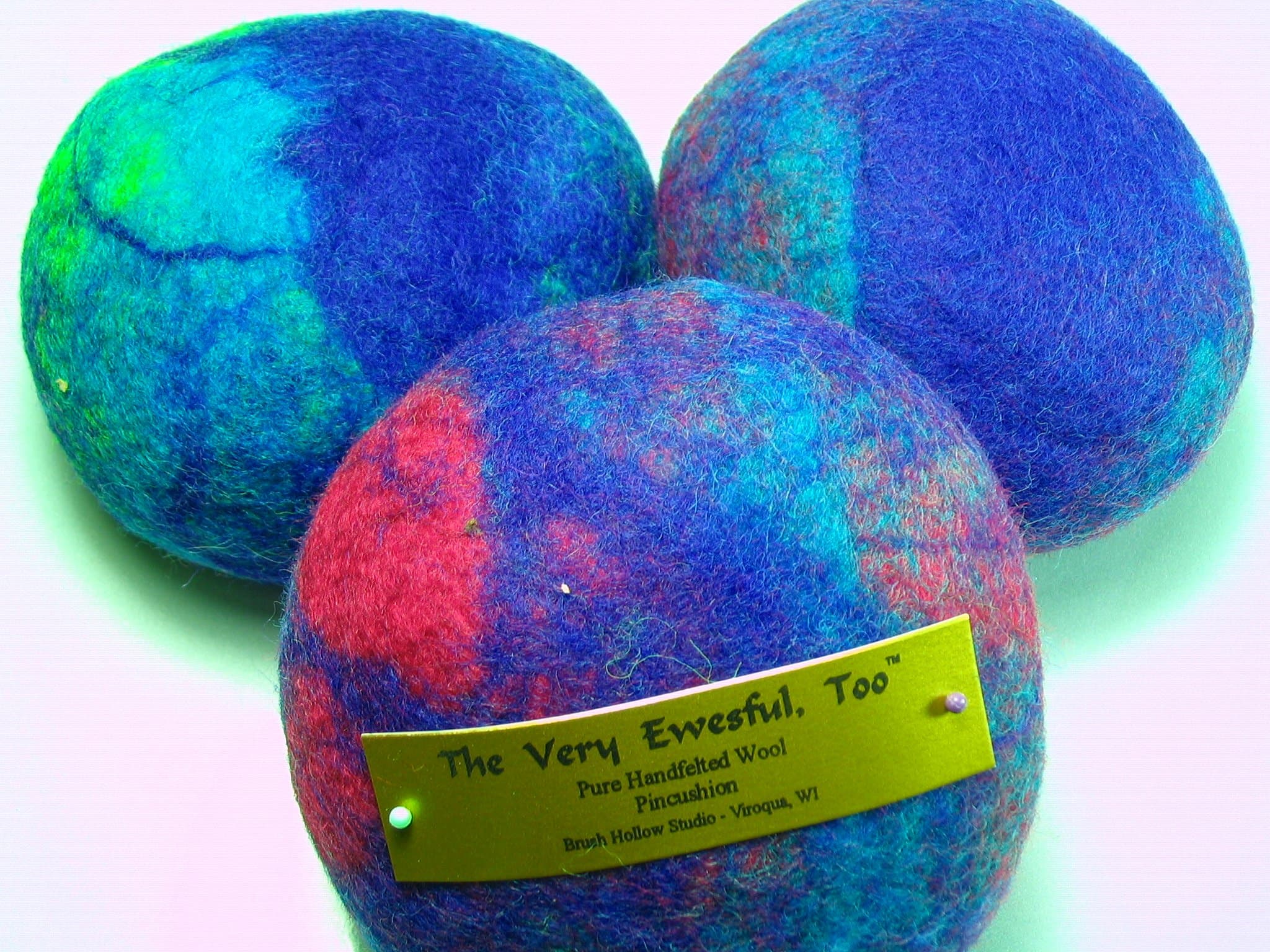 Ewesful Pincushion Large 5" Round Multi Color Felted Wool Pin Cushion