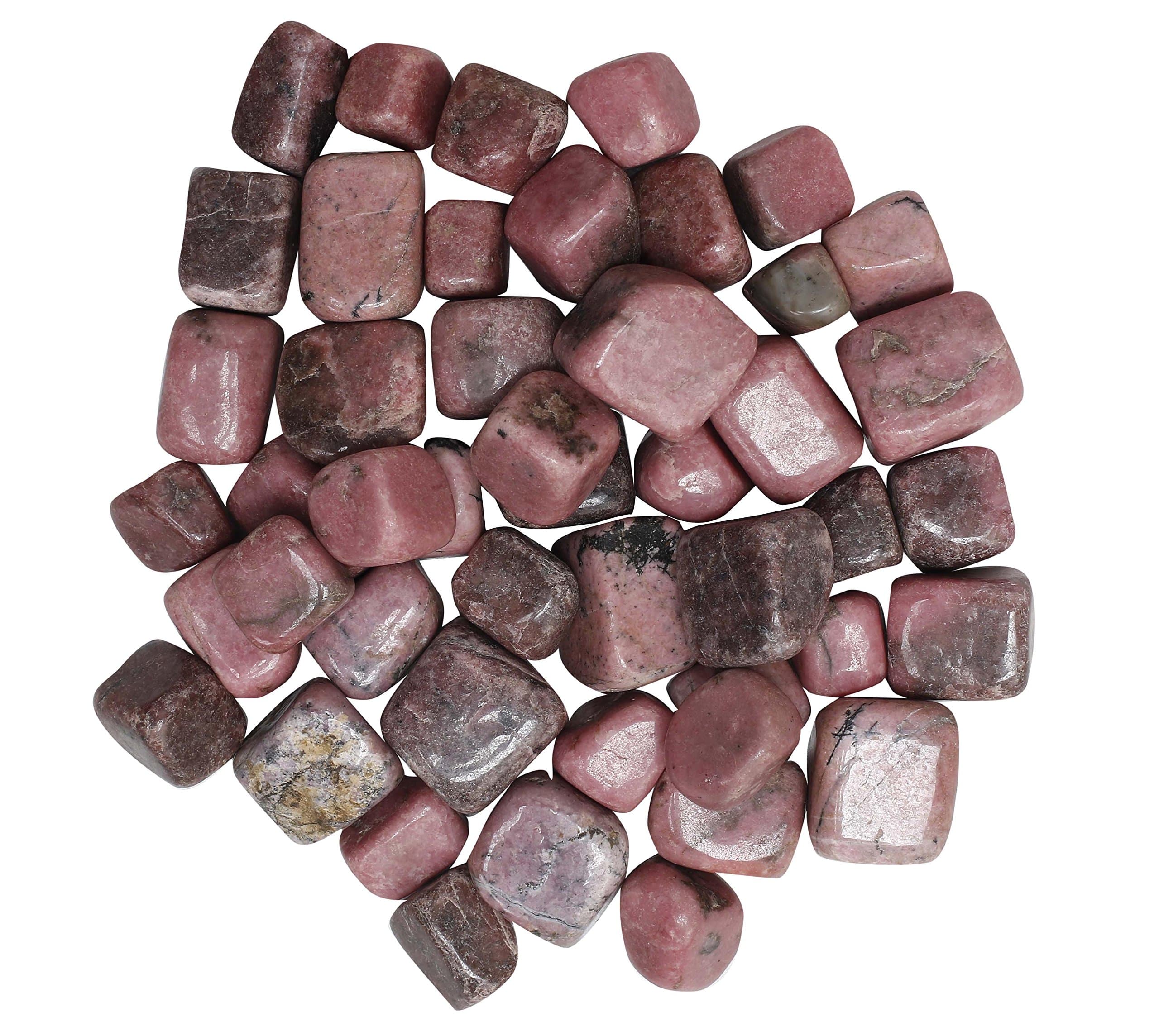 Prisha Rhodonite Tumbled Stone Decorative Aquarium Landscaping Vase Filler Stones (1.1 Lbs)
